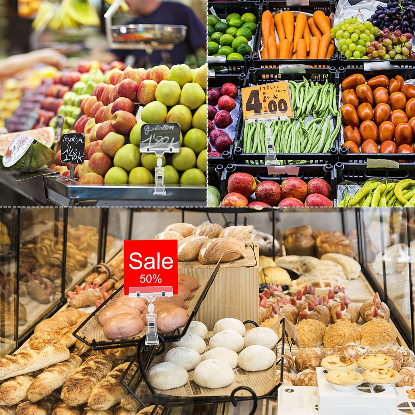 Mlici Sign Clip Holder for Display, 26 Pieces Merchandise Clothing Rack Signs for Retail, Clip on Clear Sign Holder for Label, Basket, Business Cards