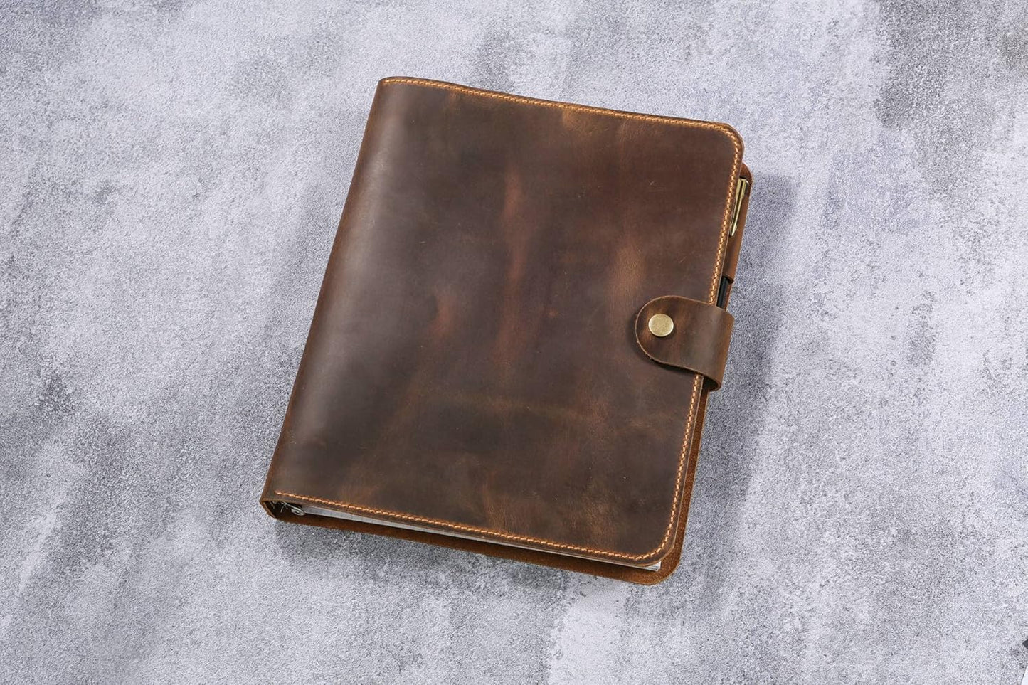 Leather business portfolio 3 ring binder for letter size 3 hole refill paper/leather organizer folder for 8.5 x 11 refillable paper