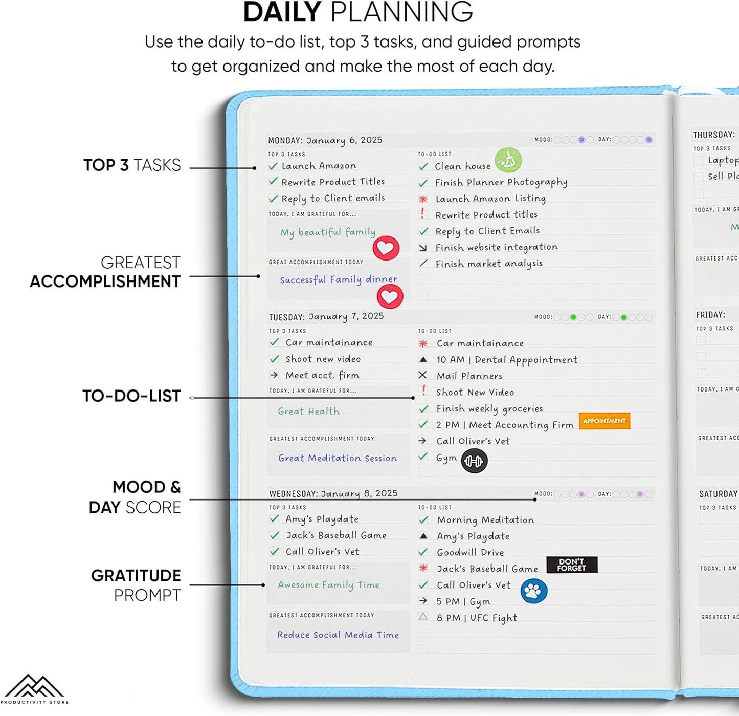 Undated, 2025 Planner, 8.5" x 11" - The #1 Productivity Planner to Achieve Your 2025 Goals - Planner 2025-2026 by PRODUCTIVITY STORE (A4, BLUE)