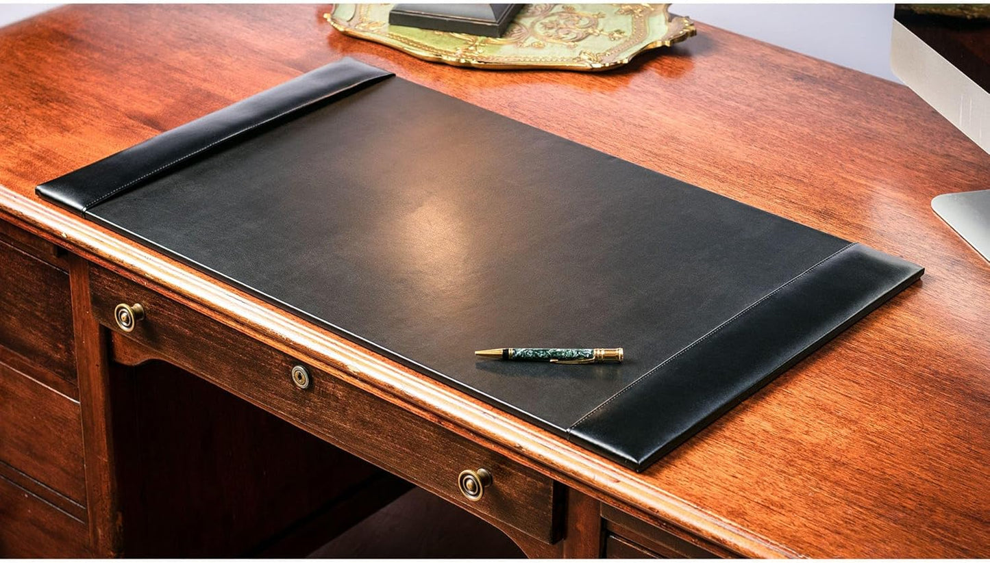 Dacasso Black Bonded Leather Luxury 7 Piece Desk Set - Blotter Pad & Desk Mat Organization Essentials - Executive Decor and Surface Protector