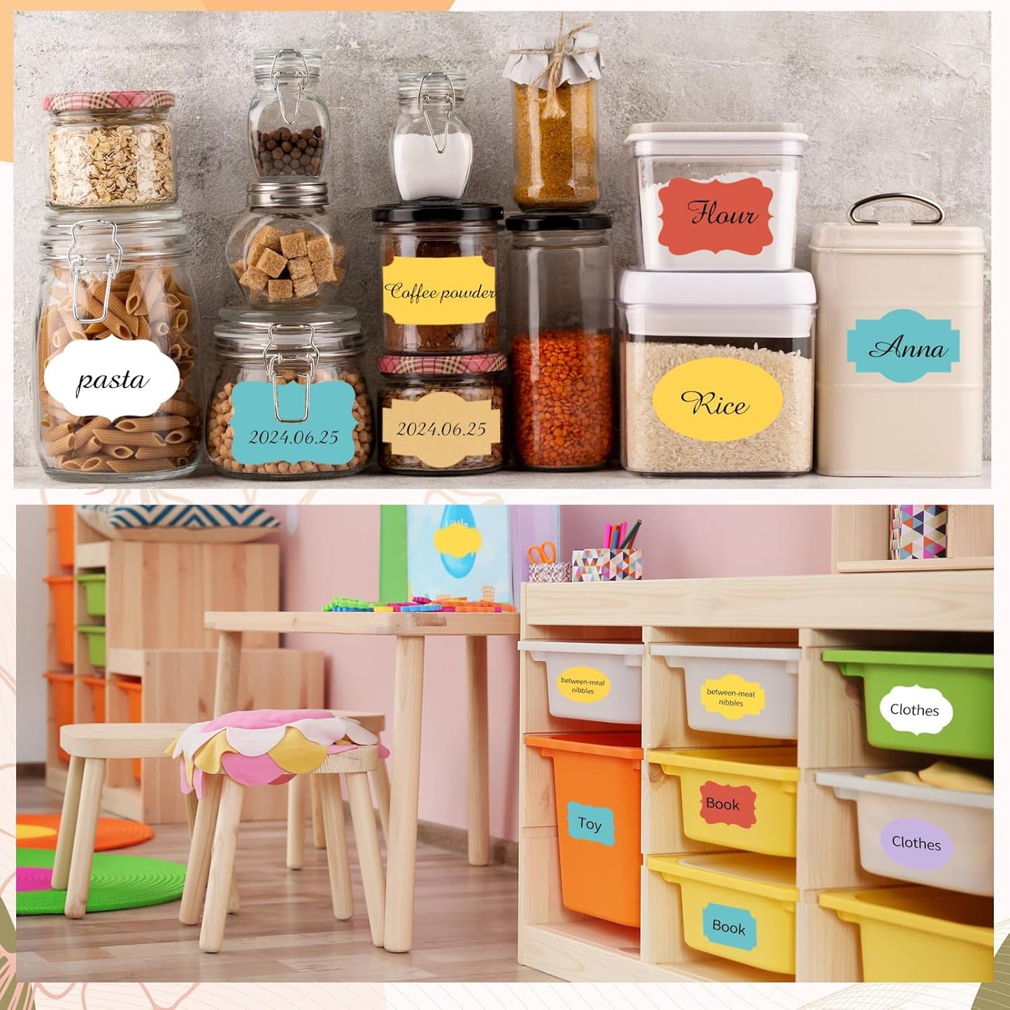 Purple Labels - 250 PCS 3" x 2" Fancy Shape Stickers for Storage Box or Food Jars