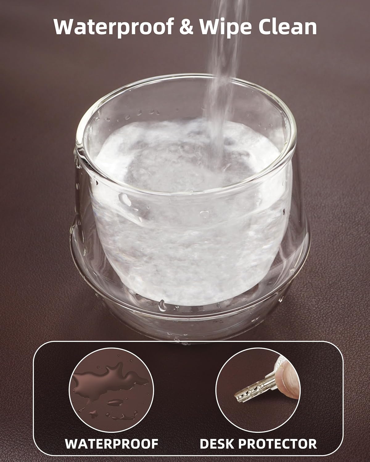 Leather Desk Pad Protector,Office Desk Mat,Large Mouse Pad, Non-Slip PU Leather Desk Blotter,Desk Pad,Waterproof Desk Writing Pad for Office and Home (Chocolate,31.5" x 15.7")