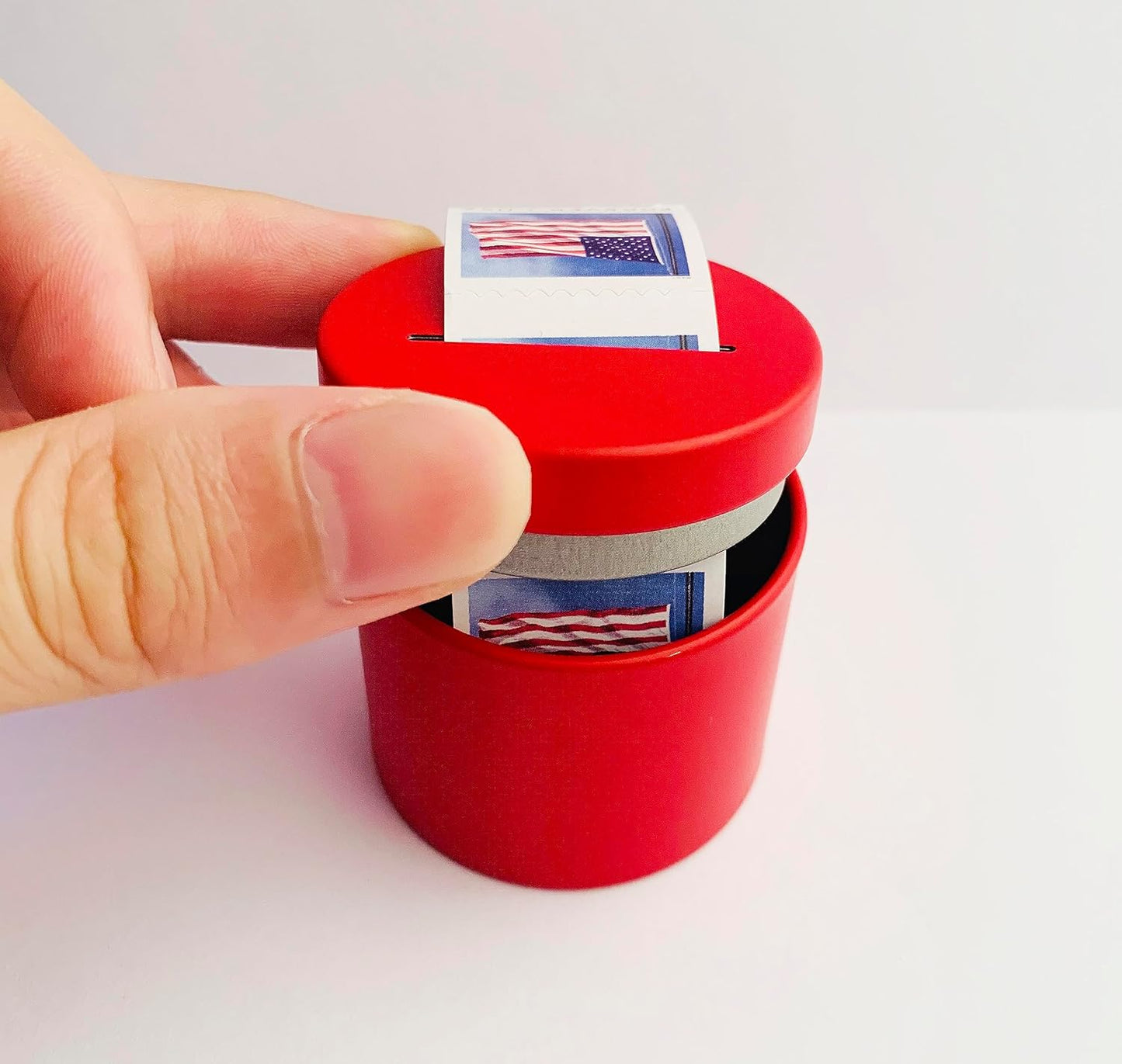 Postage Stamp Dispenser - Stamp Roll Dispenser Red Iron can Material Stamp Dispenser Compact and Impact-Resistant for Desk Organization of Home Office Supplies