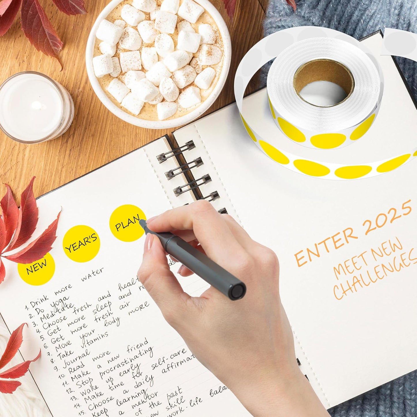 Yellow 1 Inch Round Color Coding Dot Labels, 10 Rolls 10000 Dot Stickers in Dispenser Box - Permanent Adhesion, Vibrant Colors, Highly Visible