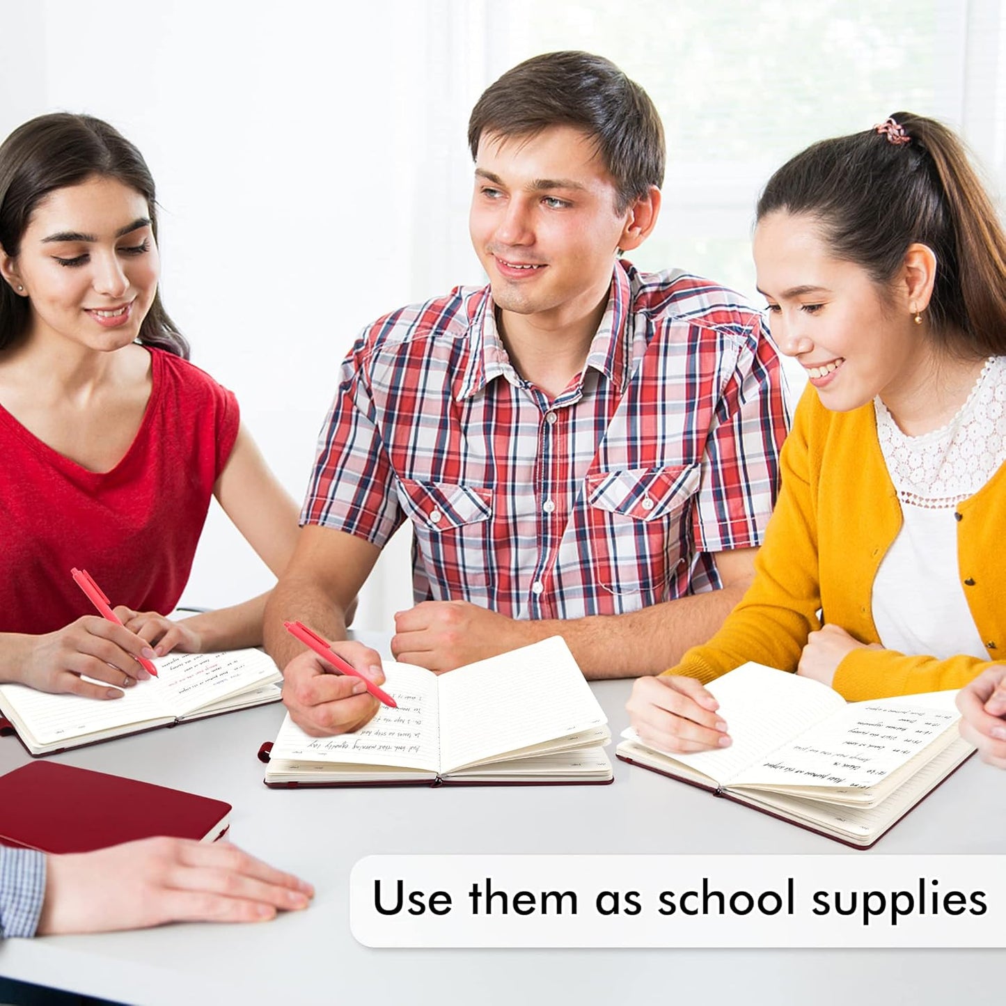 12 Pack Notebooks Journals Bulk with 12 Black Pens, Feela A5 Hardcover Notebook Classic Ruled Journal Set with Pen Holder for School Business Work Travel Writing, 120 GSM, 5.1”x8.3”, Wine