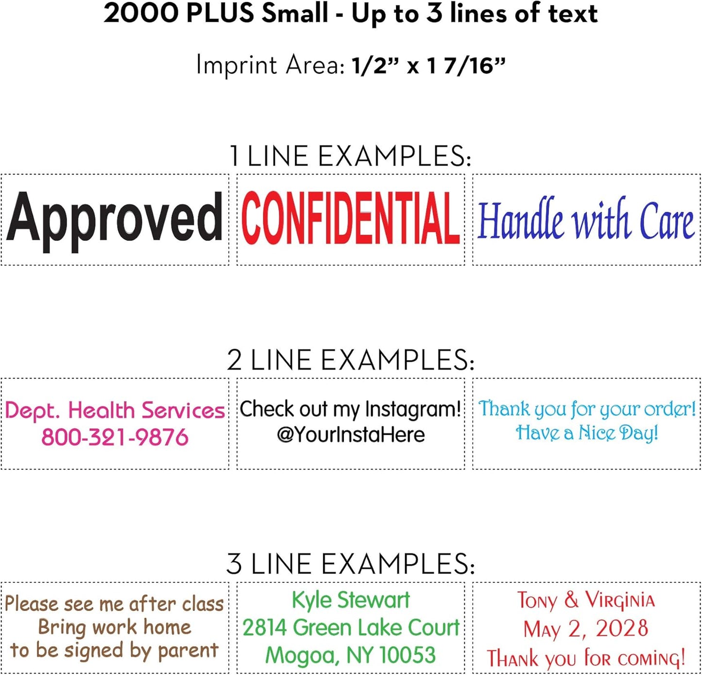COLOP Small Size Self Inking Custom Text Stamp - Choose from Many Fonts & 15 Ink Colors