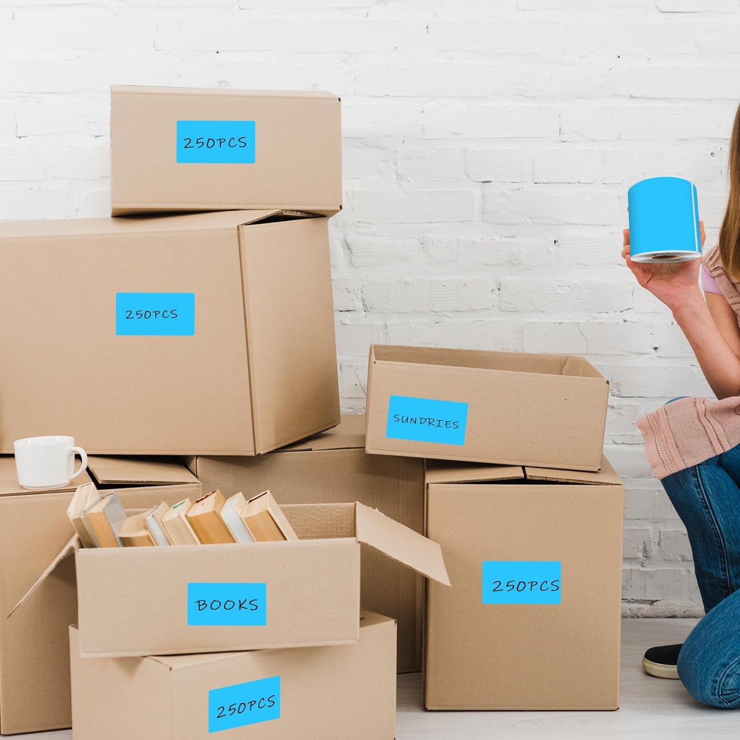 3 x 5 Inch 250Pcs Rectangle Color Coding Stickers,Strong Adhesion Easy to Write Label for Moving,Box Organization,Inventory,Business,Sky-Blue