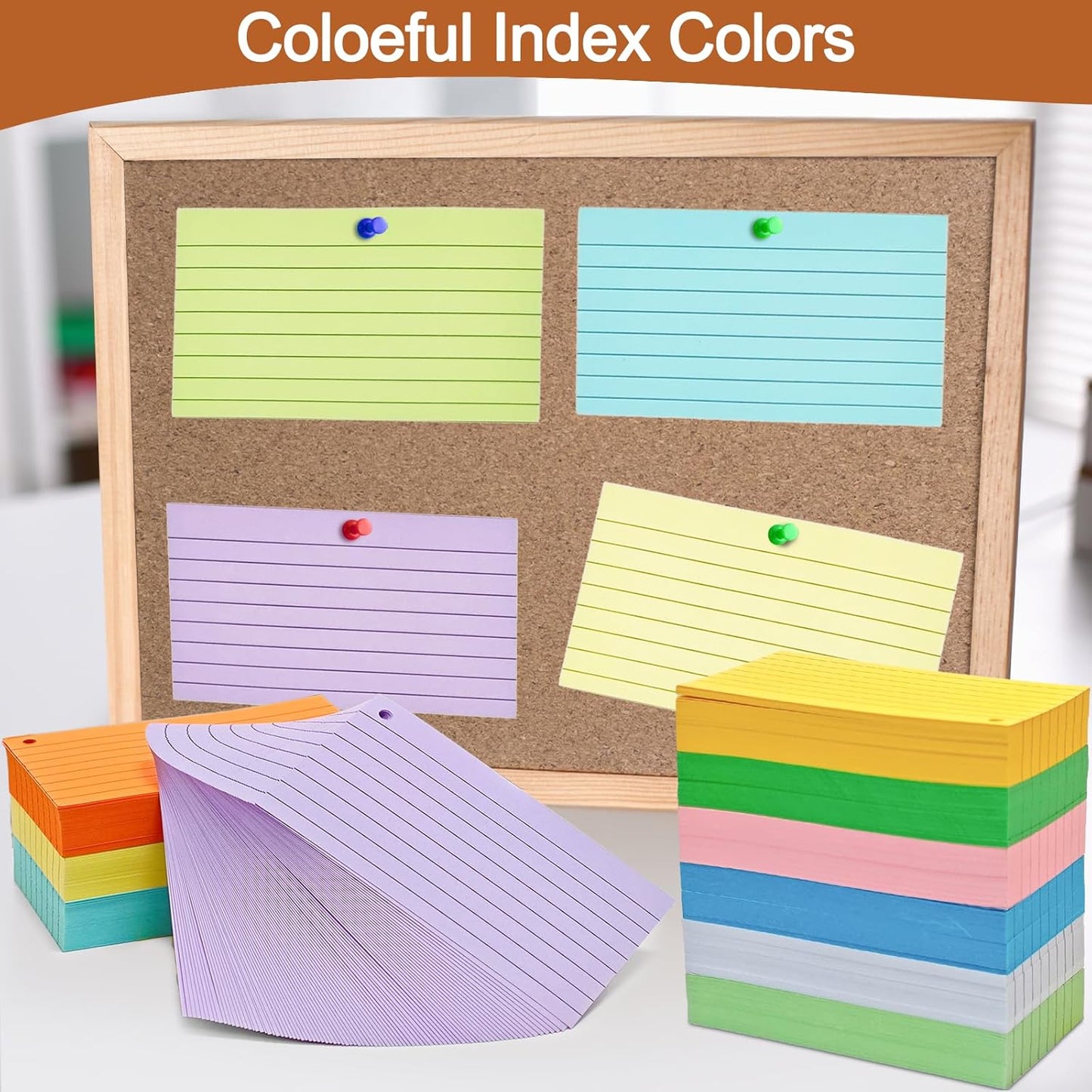 2000 Count Colored Index Cards 3x5, Lined Note Cards, Notecards, Study Cards, Flash Cards for Studying School Note Taking Office College Supplies, 10 Colors