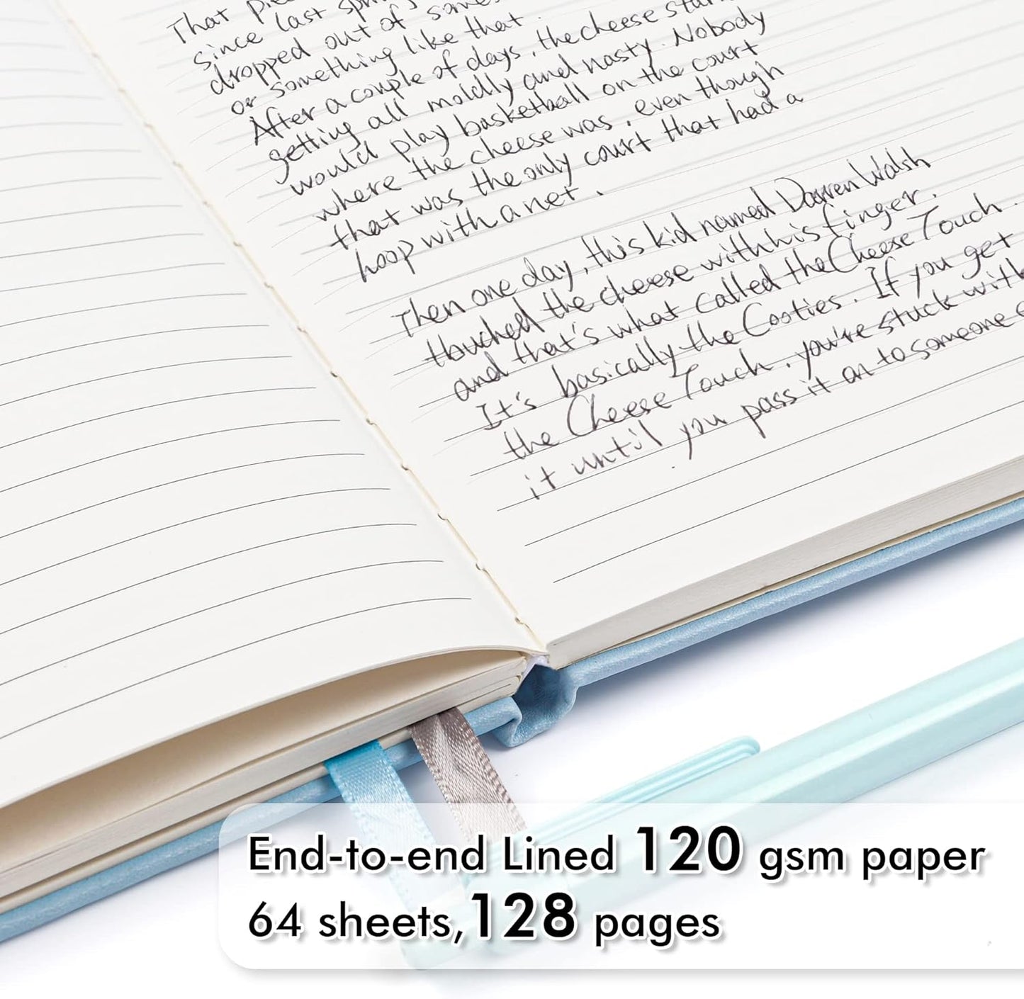 feela 18 Pack Journal Notebook for Work, Business Notebook Bulk Hardcover Lined Writing Journal with Pen Holder for Men Women Note Taking, with 18 Black Pens, 120 GSM, 5.1”x8.3”, A5, Light Blue