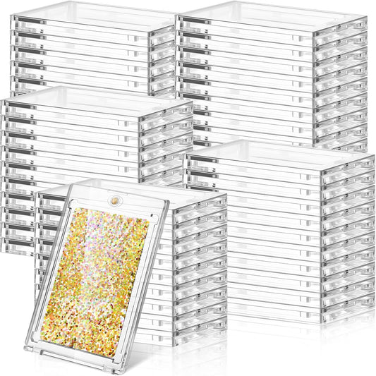 SATINIOR 60 Pcs 100 Pt Magnetic Card Holder, Holder Case Clear Protectors for Thick Baseball Football Hockey Cards