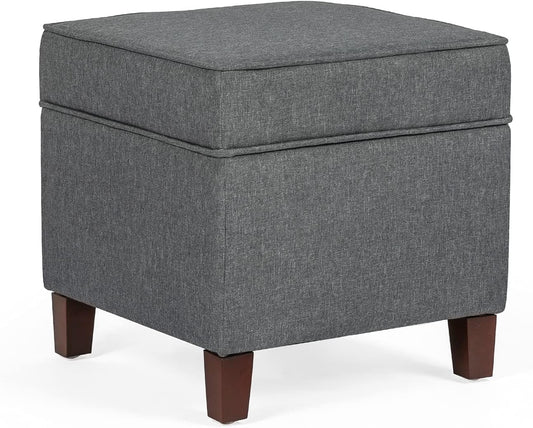 Adeco Chest and Footrest-Square Seat Storage Bench Ottoman, Gray