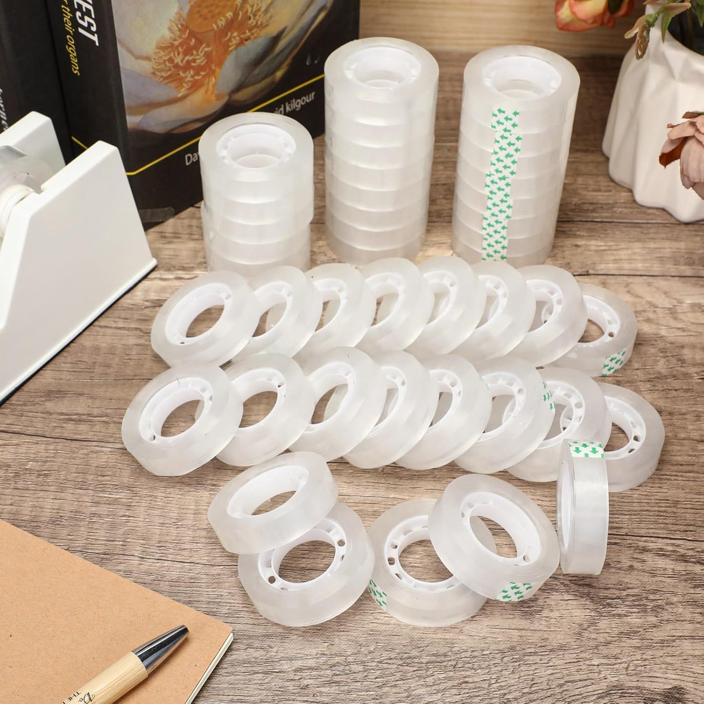 Jetec 200 Rolls Clear Tape Bulk Transparent Invisible Tape Refills 1/2 x 1260 Inches Glossy for Gift Wrapping Dispenser Office School Home Use Gift Wrap Desk Supplies