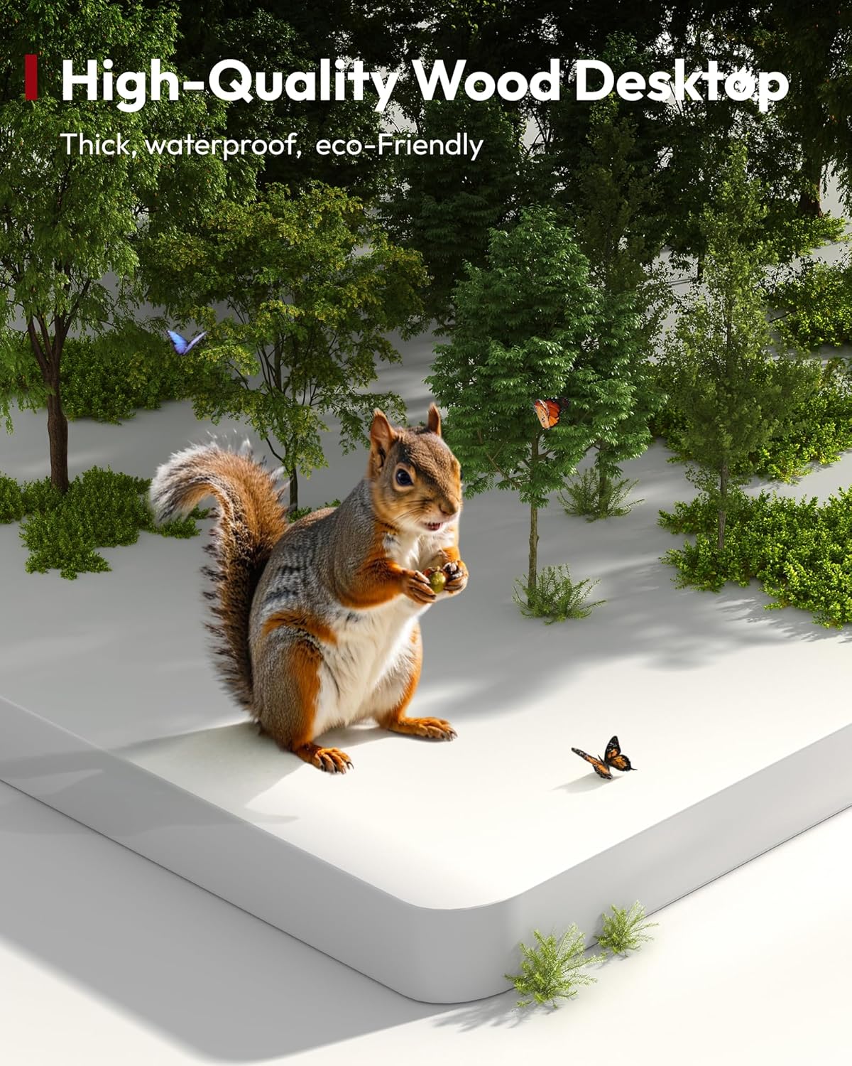 SANODESK Electric Standing Desk 48 x 30 Inches Whole-Piece Desktop Height Adjustable Stand Up Desk w/6-Button Controller Ergonomic Computer Desk for Home Office, White Frame + White Tabletop