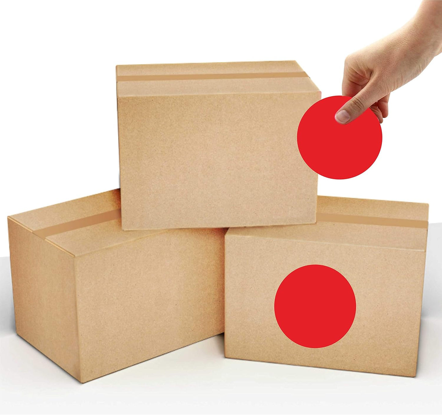 PARLAIM 3 Inch Round Color-Code Dot Stickers, 500 Color Coding Circle Labels per Roll Dispenser Box for Inventory, Red