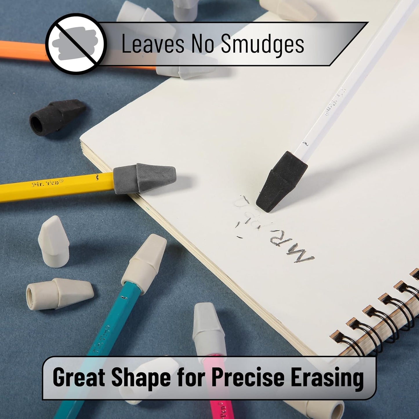 Mr. Pen- Pencil Erasers Toppers, 120 Pack, Colorful, Latex Free, No Smudge, Mr Pen Erasers for Pencils