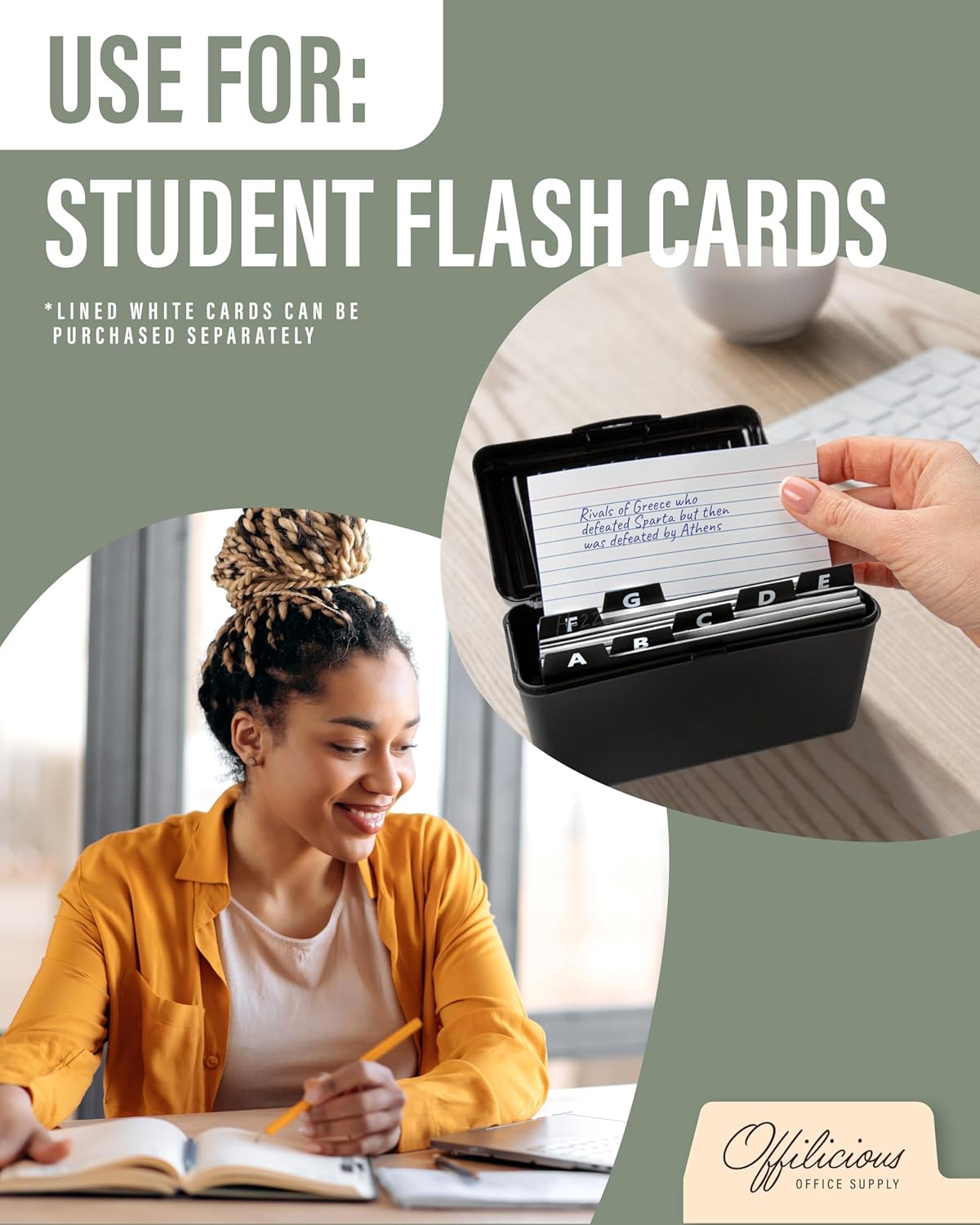 Sturdy Index Card Holder Box 3x5 - Premium Business Card Organizer for Flash Cards, Notecards, Recipes - Recipe Box Case with Plastic Index Cards Dividers & Labels