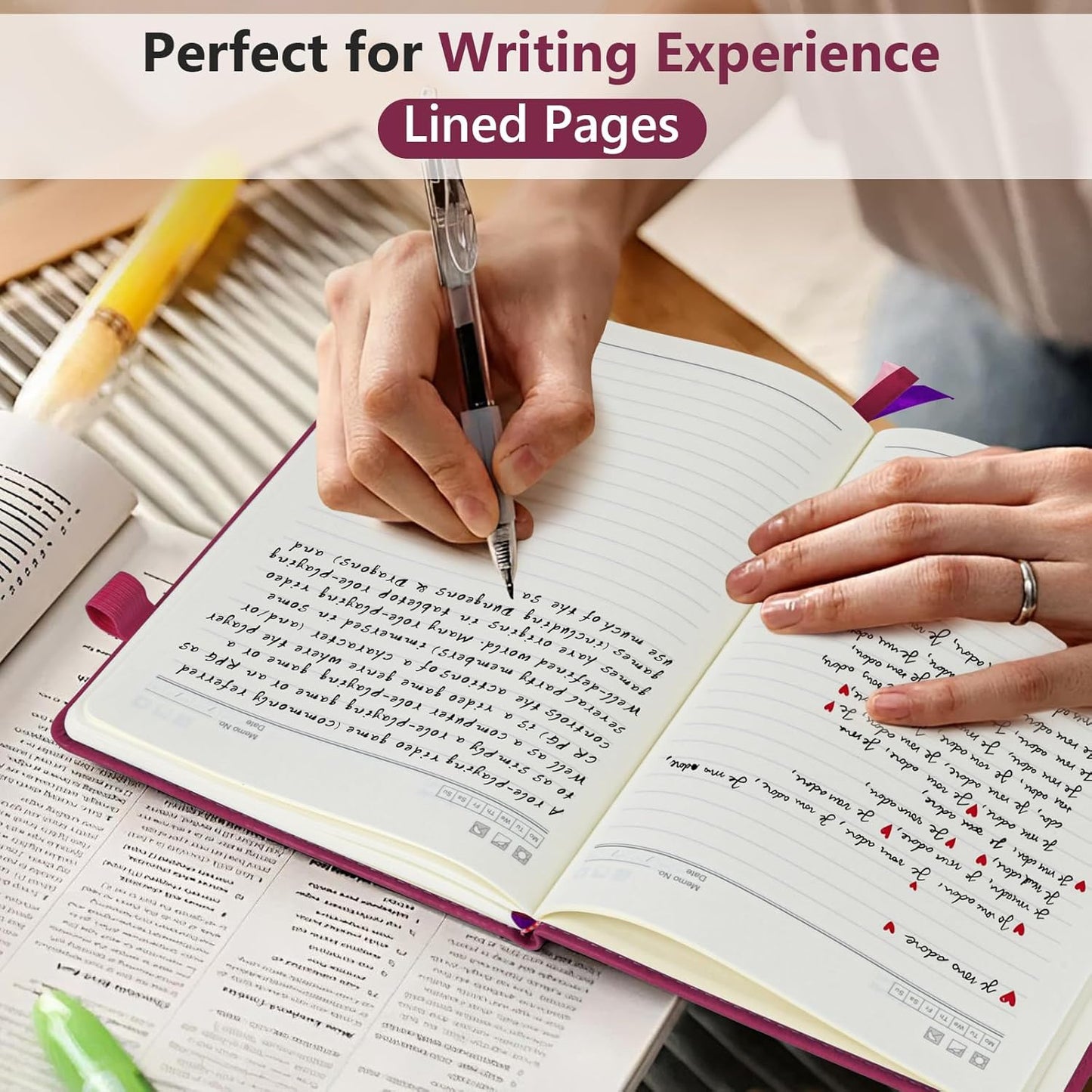 Lined Journal Notebook for Men & Women, 160 Pages College Ruled Journal for Writing, A5 Hardcover Leather Notebooks for Work, School, Business, Travel, Daily Diary 5.9" x 8.5" - Burgundy