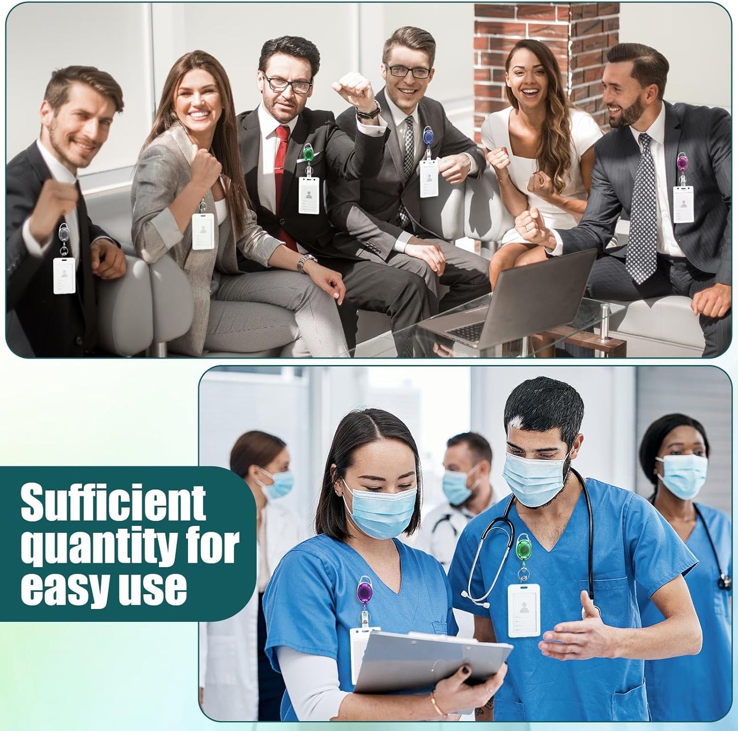 Laumoi 80 Packs Retractable ID Badge Holder Name ID Badge Reel Clips Keychain with Belt Clip and Key Ring for Office Worker Doctor Nurse Employee (Transparent Multicolor)