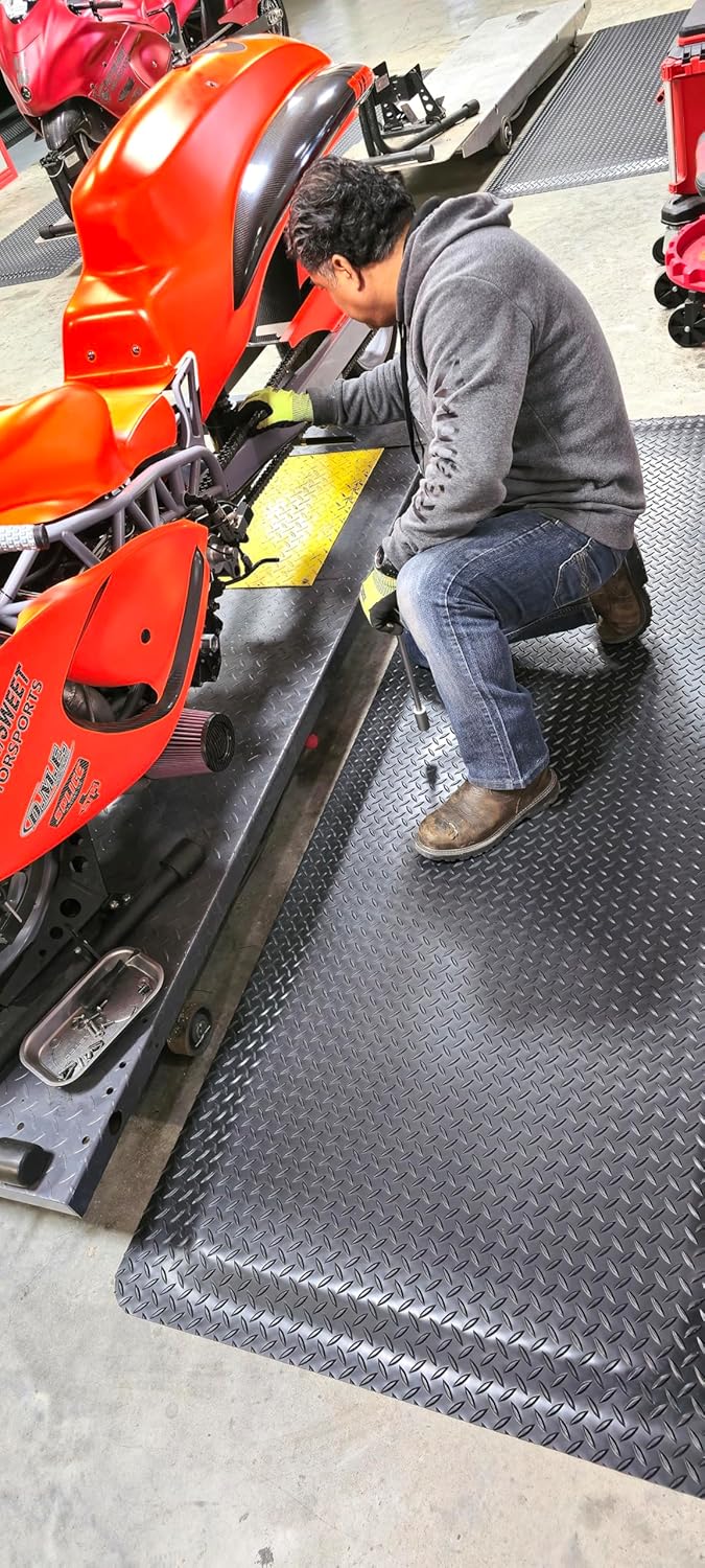 Rhino Mats, American Classic Diamond Anti-Fatigue Mats, Industrial Ergonomic Comfort Standing Mat for Work, Home, Garage, Office, Kitchen or Anywhere (Black 9/16" Thick, 2 FT. x 21 FT.)