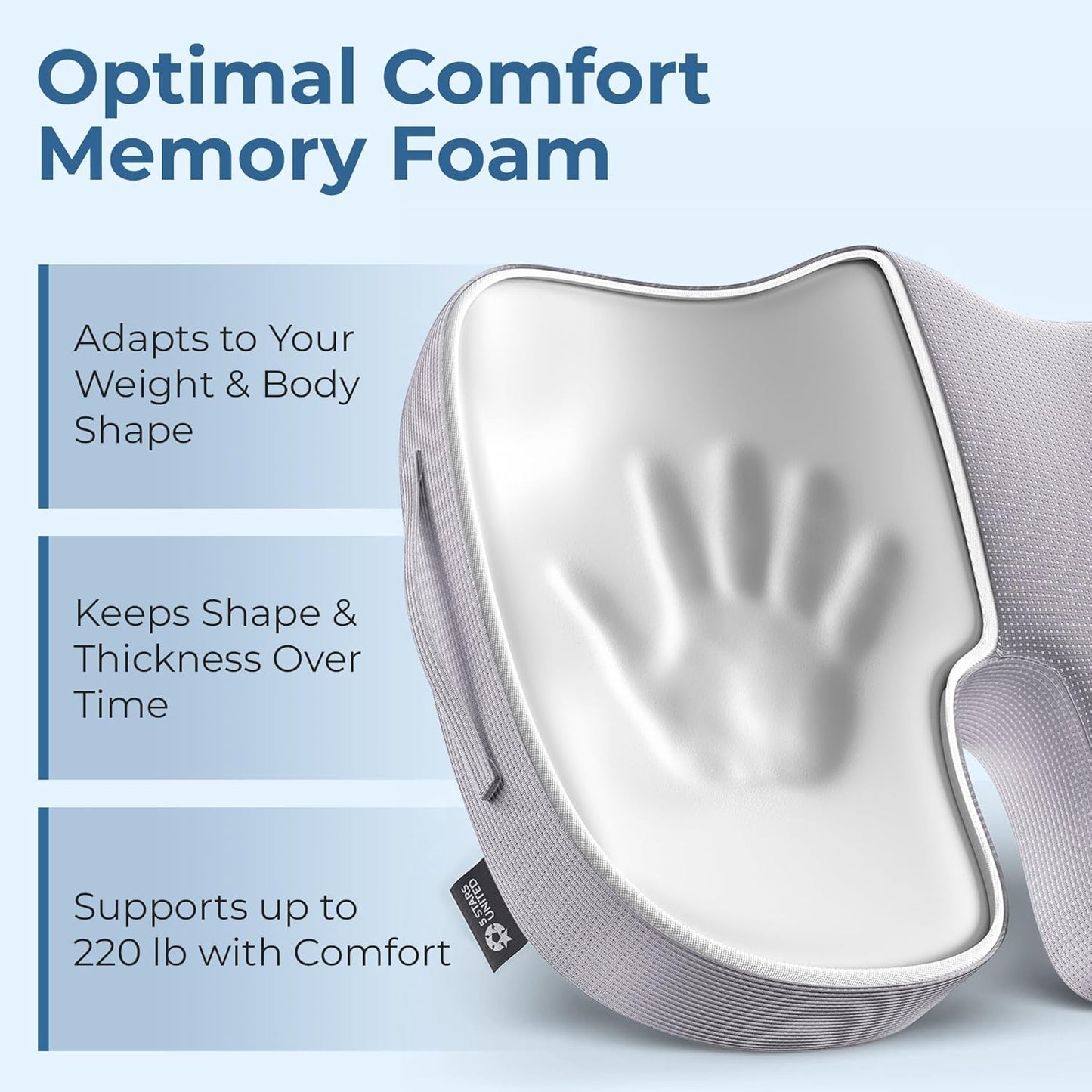 5 STARS UNITED Seat Cushion for Tailbone Pain Relief – Memory Foam Lifting Pillow for Coccyx, Hip, Hemorrhoid, Sciatica & Post-Surgery Recovery – Wheelchair, Car, Desk, Gaming & Office Chairs, L Gray