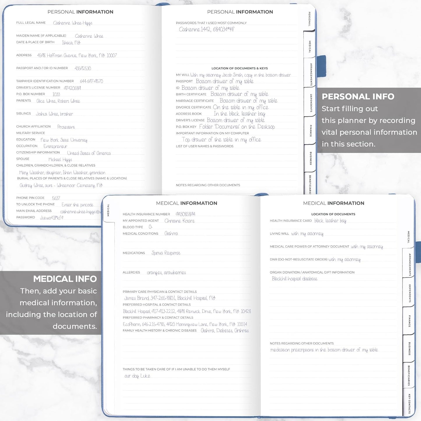 Clever Fox Large End of Life Planner – Guided Final Arrangements Organizer Notebook for Instructions, Beneficiary Info, Will Preparation, Last Wishes & Funeral Planning – 8.5" x 11" (Smoke Blue)