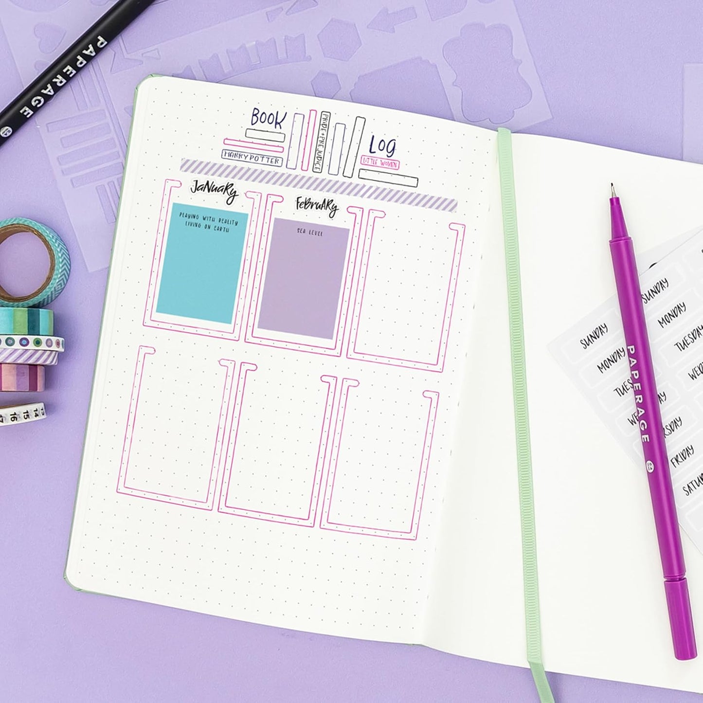 PAPERAGE Dotted Journal Notebook, (Blush), 160 Pages, Medium 5.6 in x 8 in - 100 GSM Thick Paper – Hardcover Journaling Notebook for Work, School & Bullet Journaling