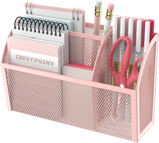 DALTACK Magnetic Pencil Holder Shelf for the Whiteboard 3-Grid Mesh Pen Refrigerator Organizer Locker Accessories Home,School and Office,Pink (3-GridPink)