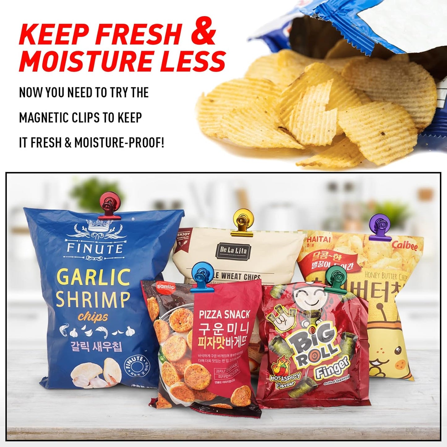 FINDMAG 20Pack Colorful Fridge Magnets, Refrigerator Metal Magnets Clips, Strong Magnetic Clip for Fridge, Scratch Free Clip Magnets for Whiteboard, Office, Classrooms, Cruise Cabins, Kitchen