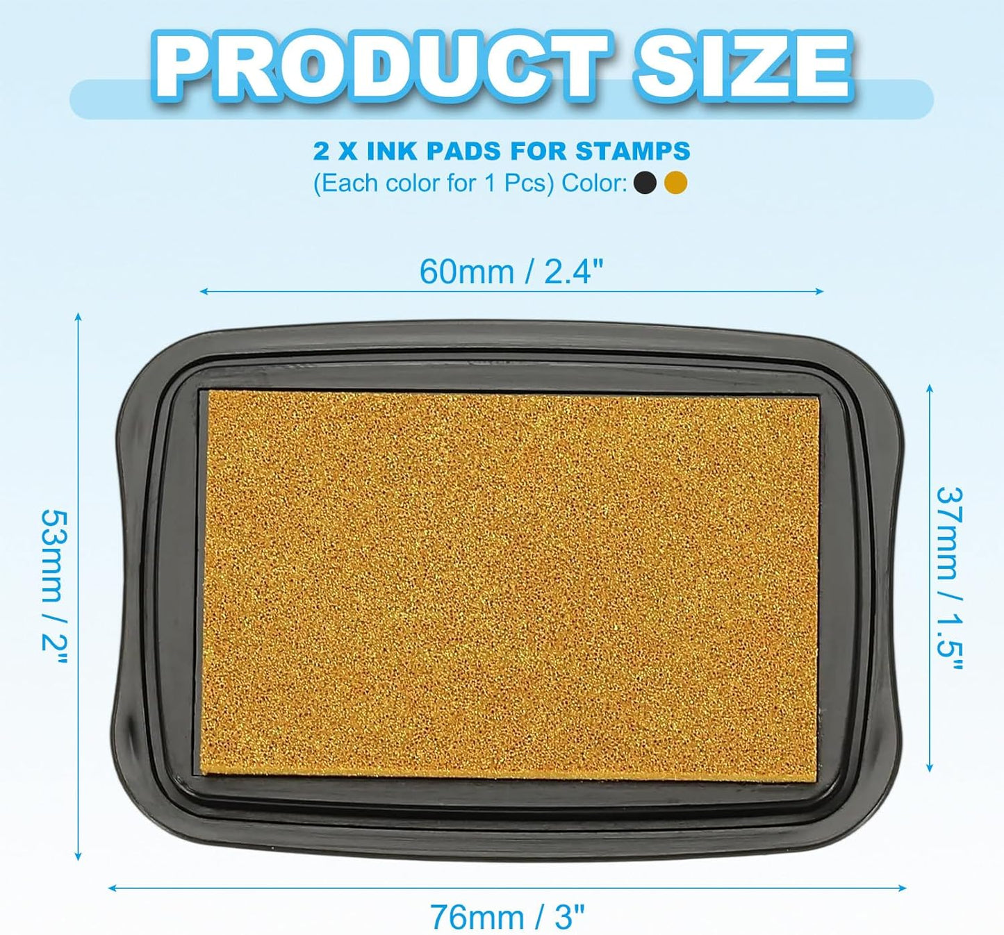PATIKIL 3"x2" Large Stamp Pad, 2Pcs Washable Craft Ink Pad for Rubber Stamp Card Making Stamping Scrapbook Fingerprint Handprint, Golden/Black