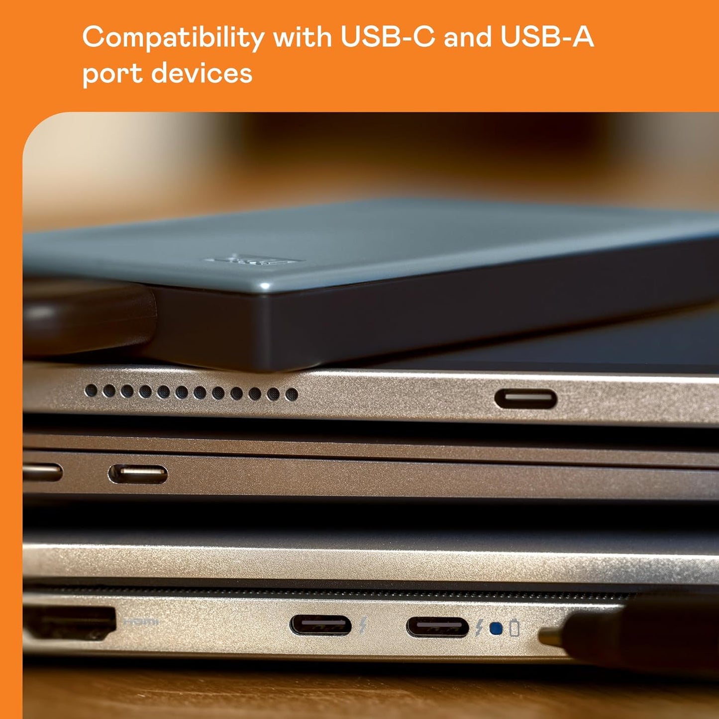 WD 5TB My Passport Portable Hard Drive, Works with USB-C and USB-A, Windows PC, Mac, Chromebook, Gaming Consoles, and Mobile Devices, Backup Software and Password Protection - WDBRMD0050BGY-WESN