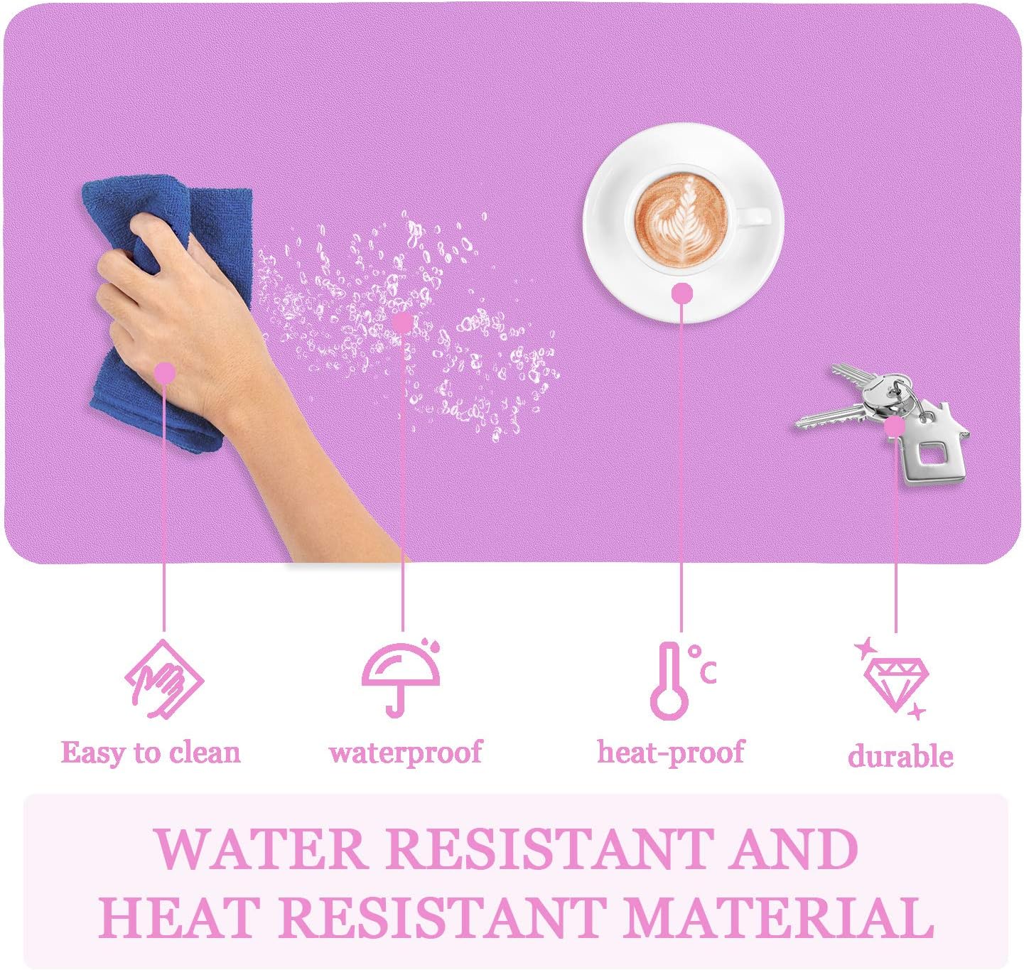 YSAGi Non-Slip Leather Desk Pad, Waterproof Laptop Computer Desk Keyboard Mat, Table Protector Blotter Mat, Large Mouse Pad for Office/Work/Home/Decor(Purple, 23.6" x 13.7")