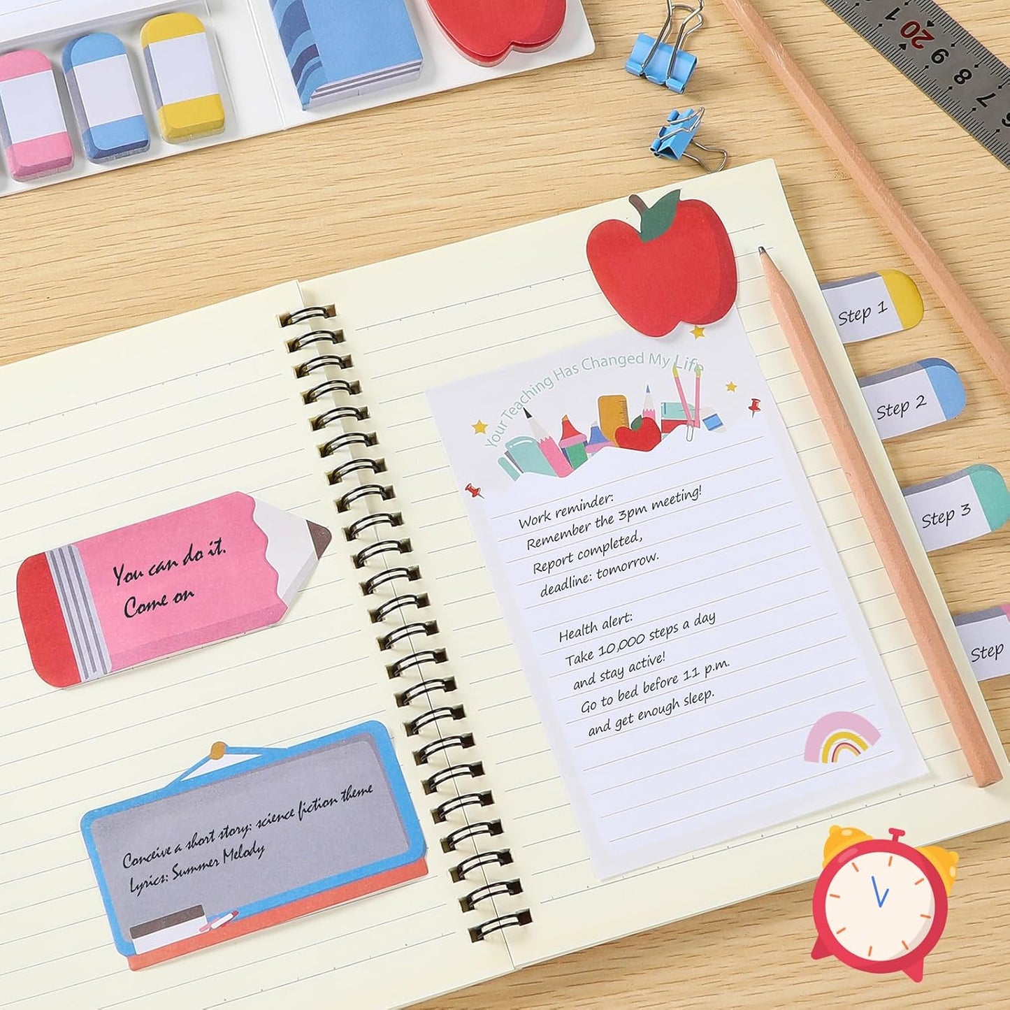 Hommie Sticky Notes Set, Teaching is A Work of Heart Divider Sticky Planner Sticky Note Teacher Appreciation Gift for School Supplies, Bible Supplies, Office Book Notes