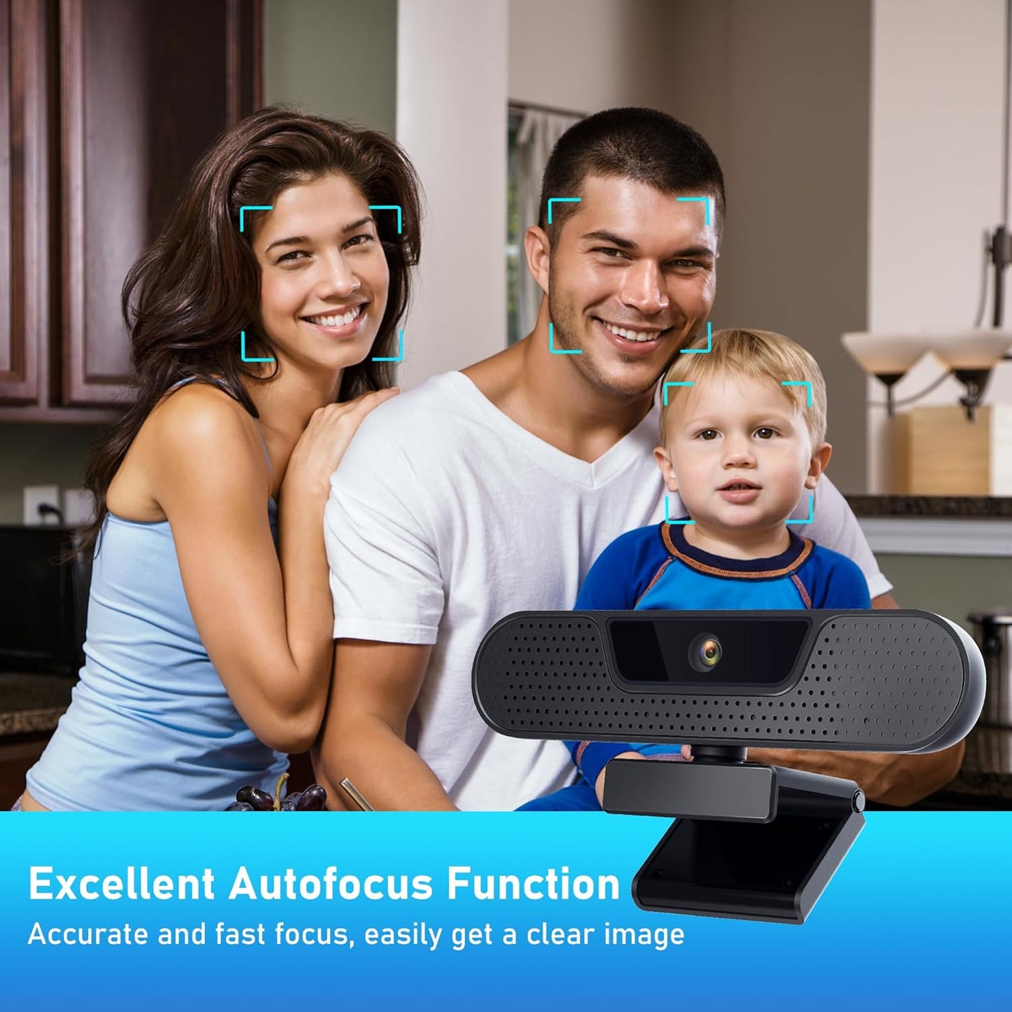 4K Webcam, Computer Camera with 4 Noise-canceling Microphones for Computer/Laptop/Mac, Privacy Cover and Tripod, Work with Video Conference, Live Streaming, Gaming, Video Calls, Zoom