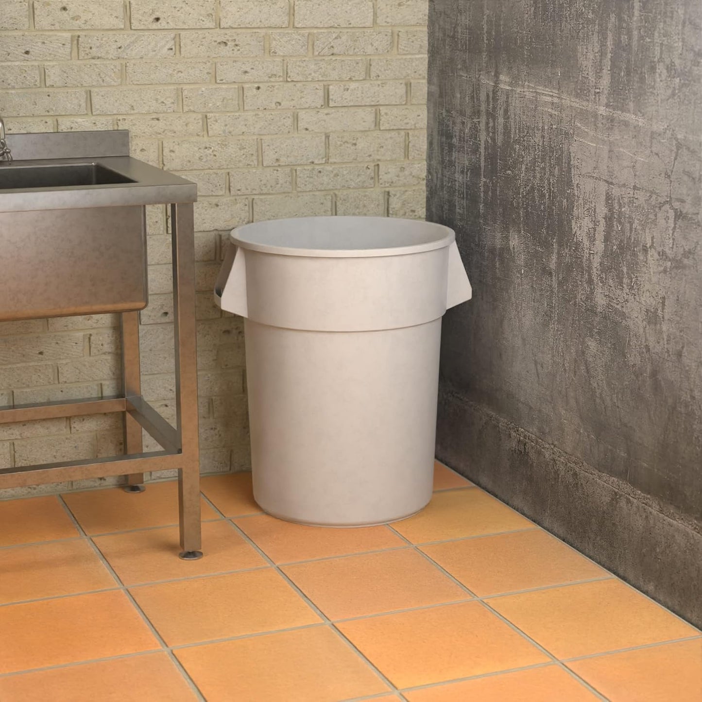 55 Gallon White Round Commercial Trash Can