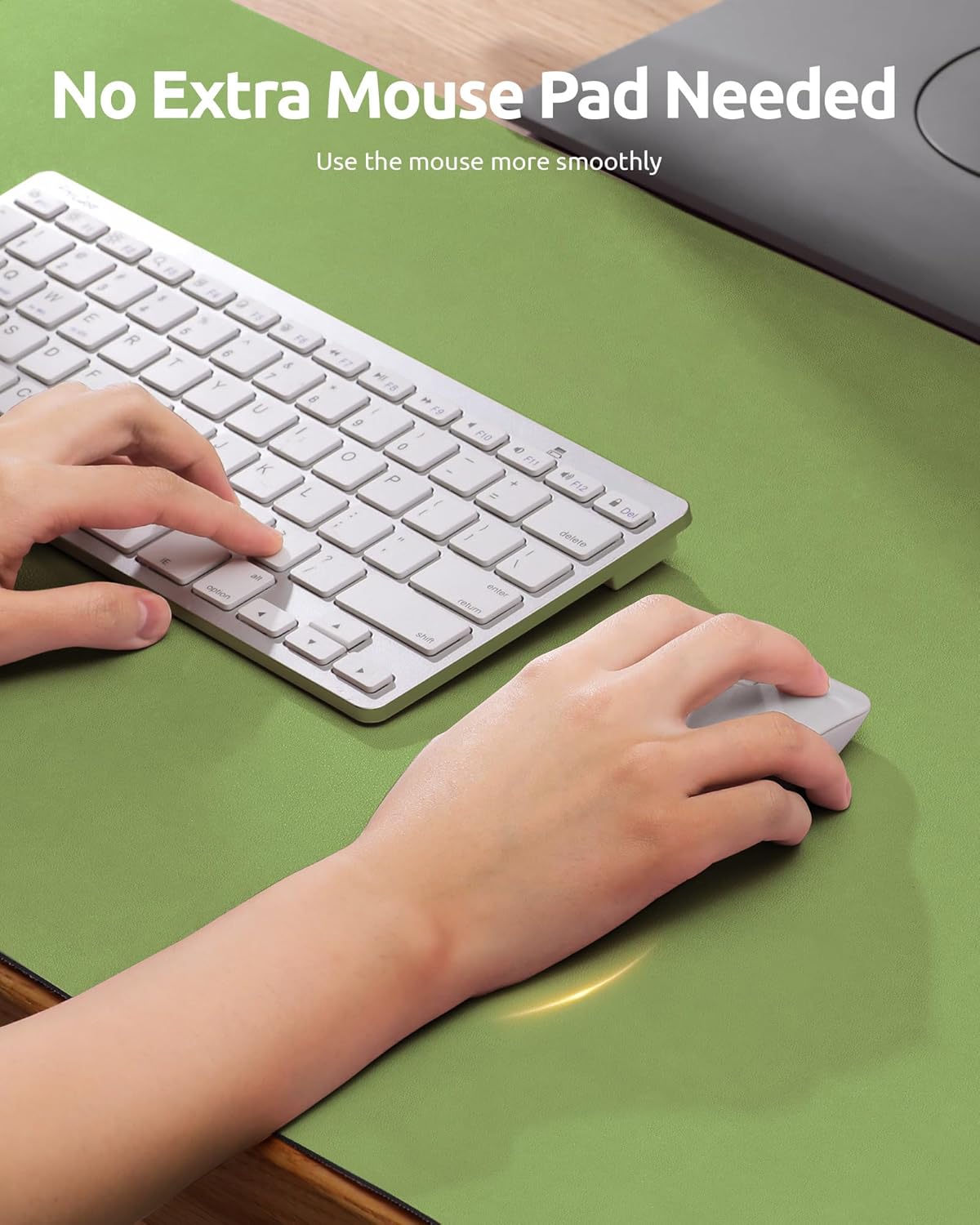 YSAGi Leather Desk Protector, Office Mat, Large Mouse Mat, Non-Slip PU Leather Blotter, Laptop Pad, Waterproof Writing Pad for Office and Home (Leaf Green, 31.5" x 15.8")