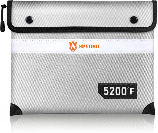 Upgraded Fireproof Document Bag 5200°F, 14.2” X 11” Waterproof Fireproof Bag with Zipper, 8 Layers of Heat Insulated Materials, Fireproof Money Bag for Cash, Important Documents and Valuables fire bag