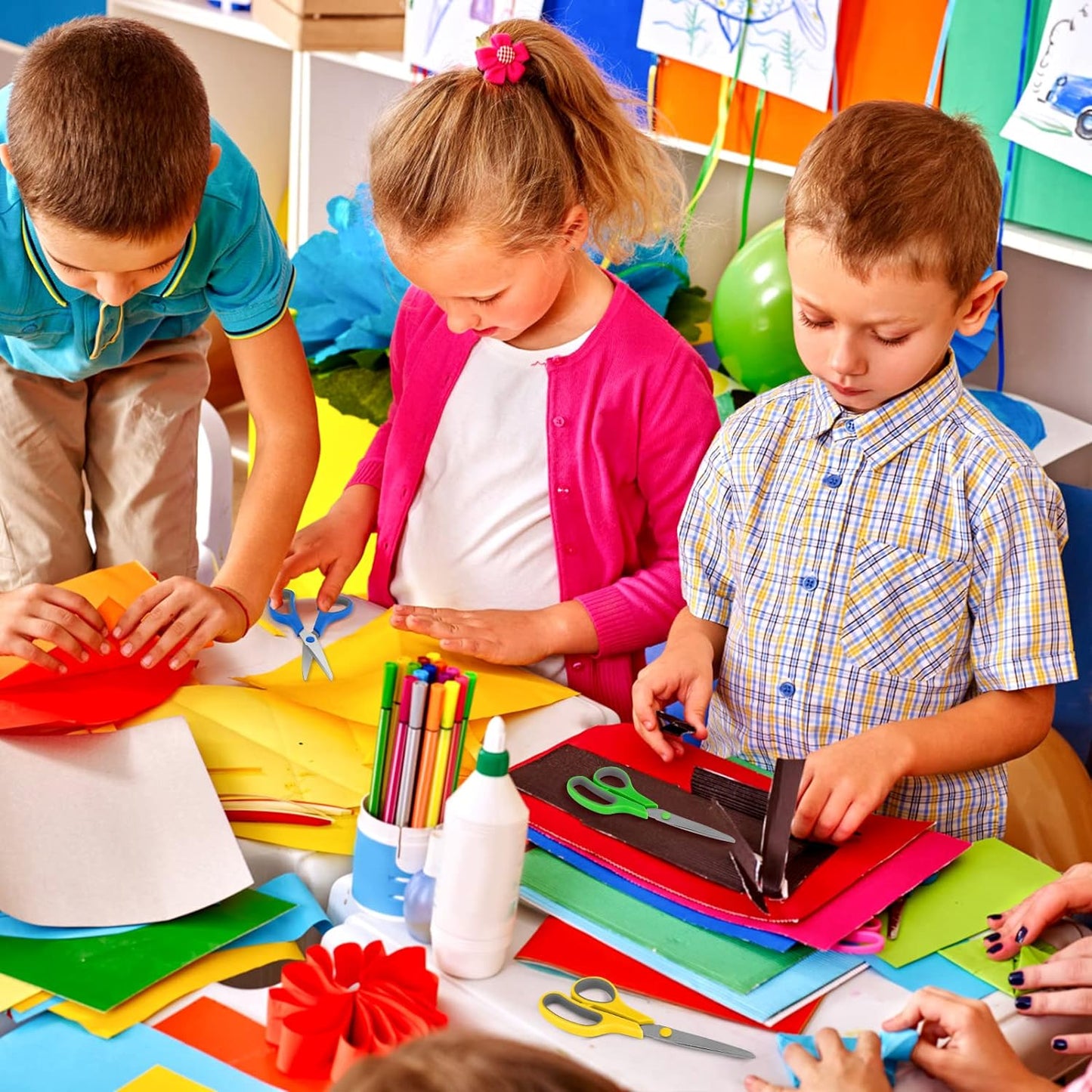 8" Scissors Bulk 6-Pack, All Purpose Scissors Stainless Steel Sharp for Office Home General Use Craft Supplies, High/Middle School Classroom Class Older Kids Scissor Set, Right/Left Handed