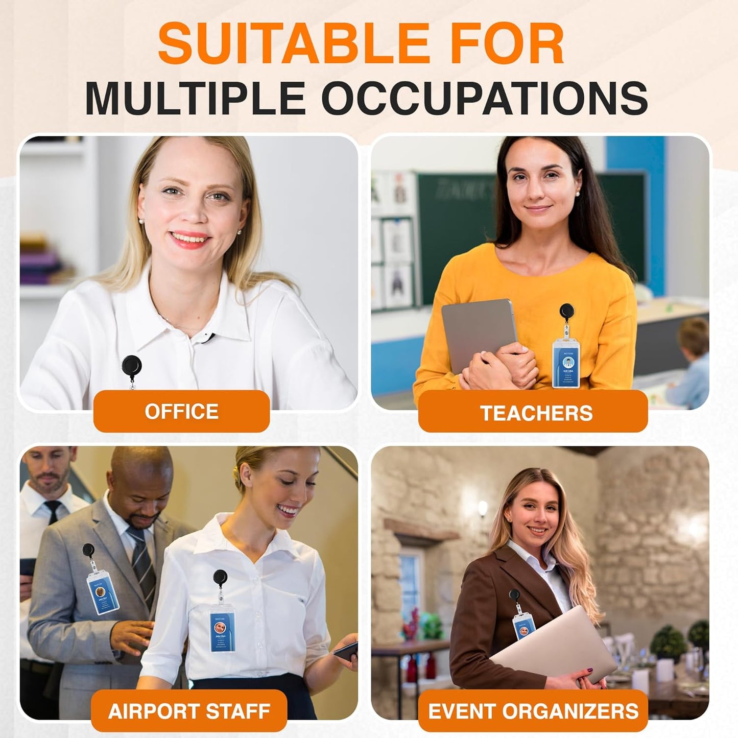 25 Pack Badge Reels Retractable Badge Holder with Clip, Id Clips for Badges, Id Badge Reel, Retractable Id Badge Clip with Clear Vinyl Strap & Alligator Swivel, No Twist Dispenser (Black)