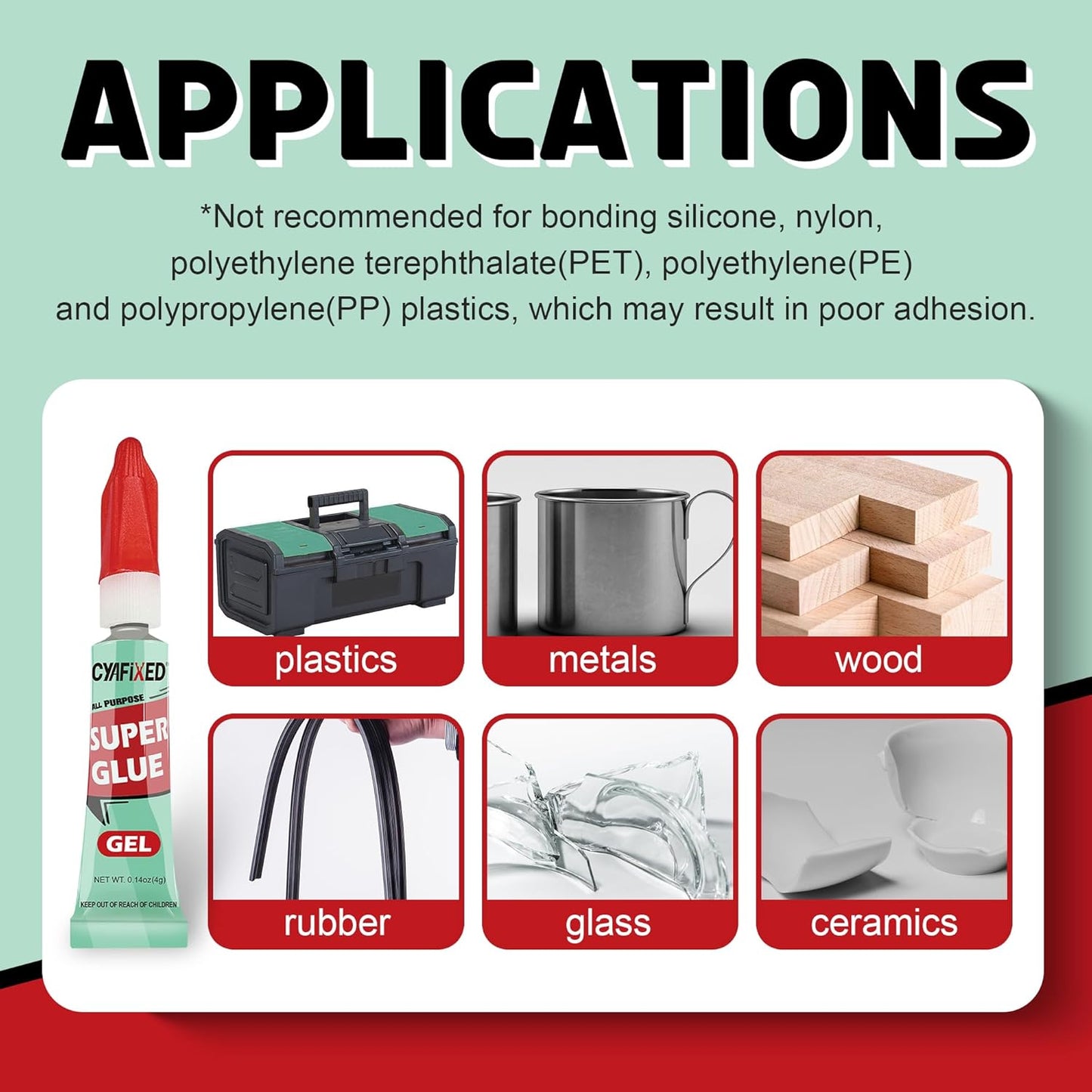 Super Glue Gel Clear for Wood Plastic Metal, Instant Superglue All Purpose Multipack Cyanoacrylate Adhesive Repair Ceramic Model Leather Rubber Glass Pottery, Strong Bonding Single Use Glue Minis