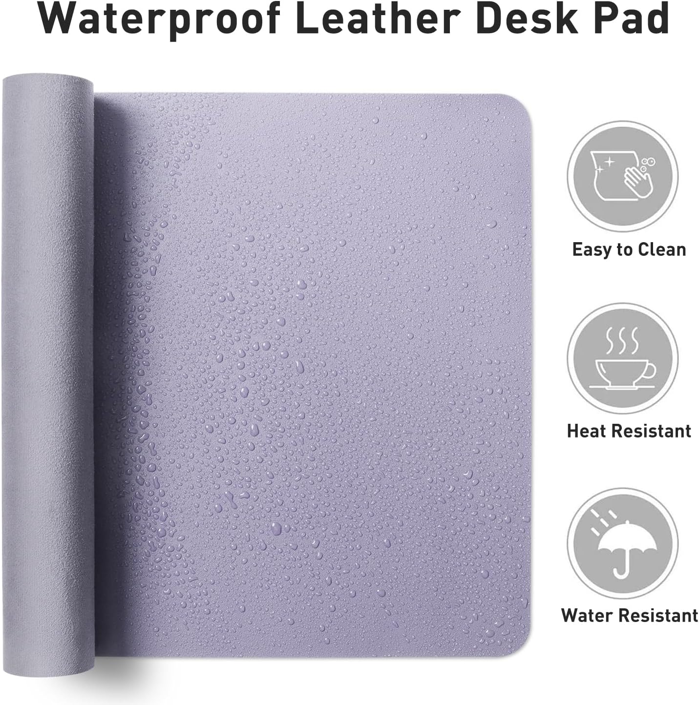 Aothia Leather Desk Pad Protector, Mouse Pad, Office Desk Mat, Non-Slip PU Leather Desk Blotter, Laptop Desk Pad, Waterproof Desk Writing Pad for Office and Home (31.5" x 15.7", Lavender)