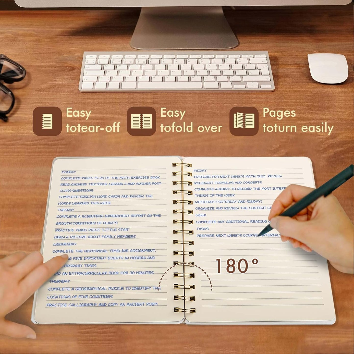 Lined Spiral Notebook College Ruled A5 Journal Book for Note Taking, 160 Pages Writing Journal for Office and Home School Supplies 5.75x8.125 inch (1Khaki)