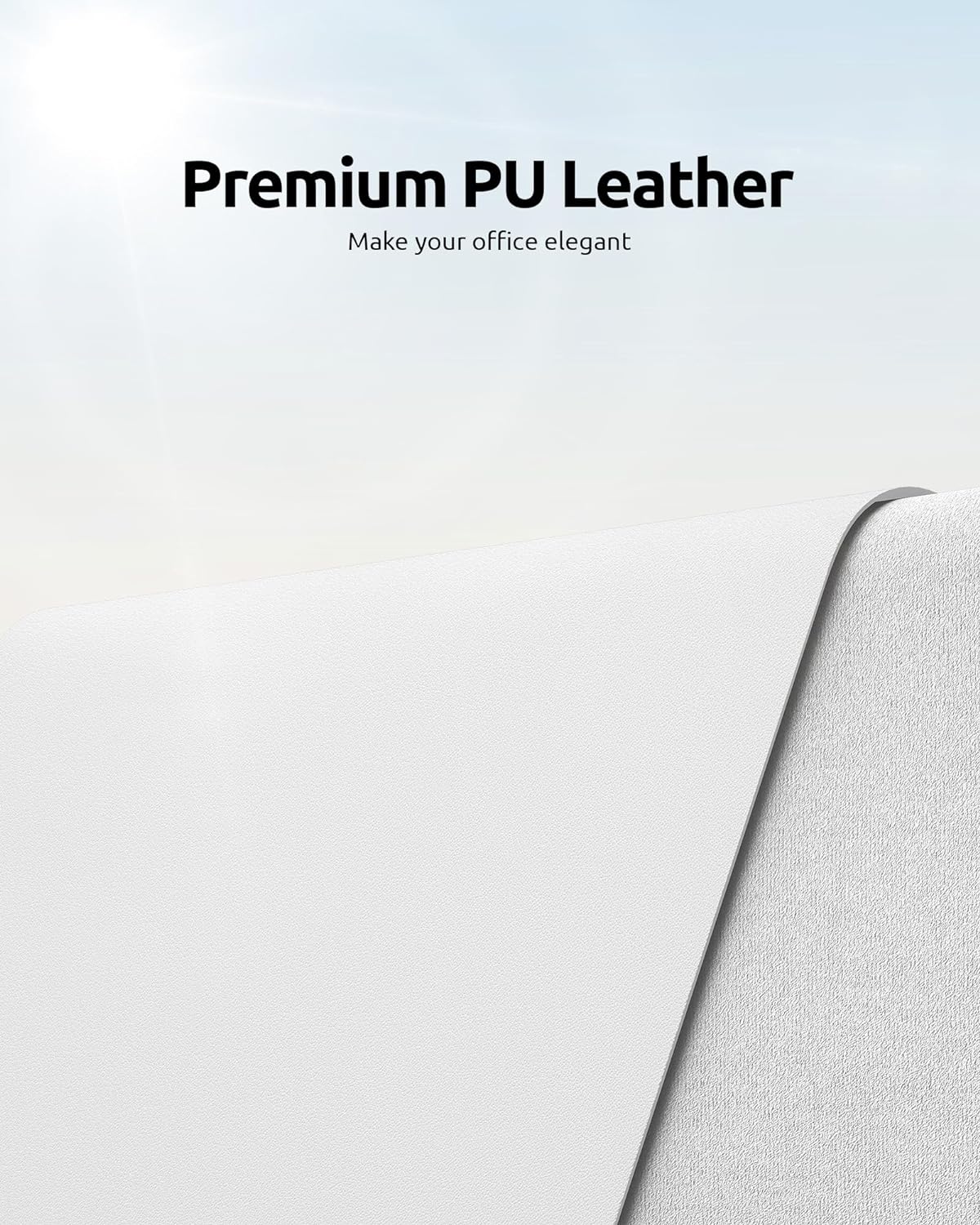 YSAGi Leather Desk Protector, Office Mat, Large Mouse Mat, Non-Slip PU Leather Blotter, Laptop Desk, Waterproof Writing Pad for Office and Home (White, 23.6" x 13.8")