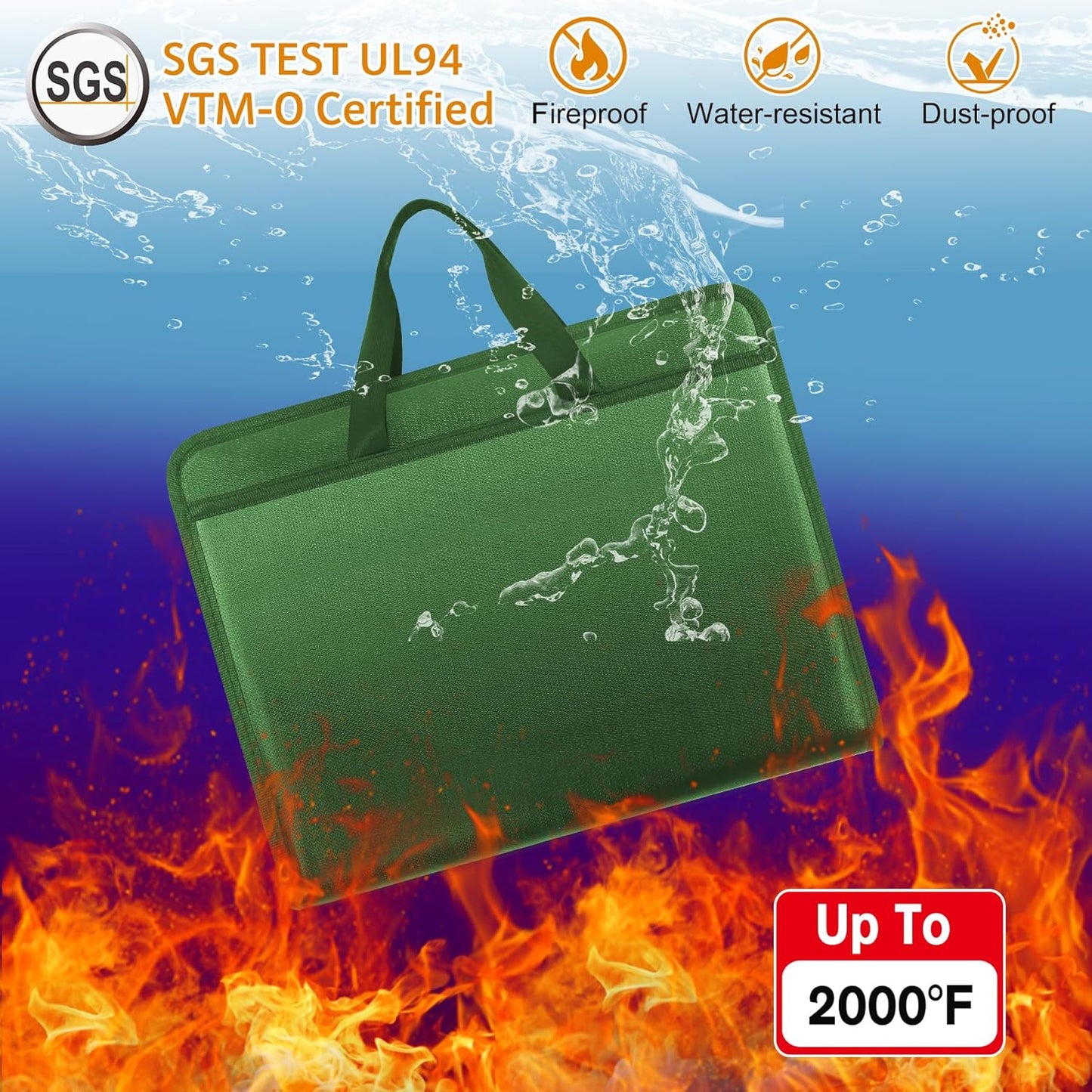 File Organizer Fireproof Expanding Accordion File Folder with Zipper Labels13 Pockets Document Organizer Holder Storage Box Bag for Business Office Receipt Home Travel