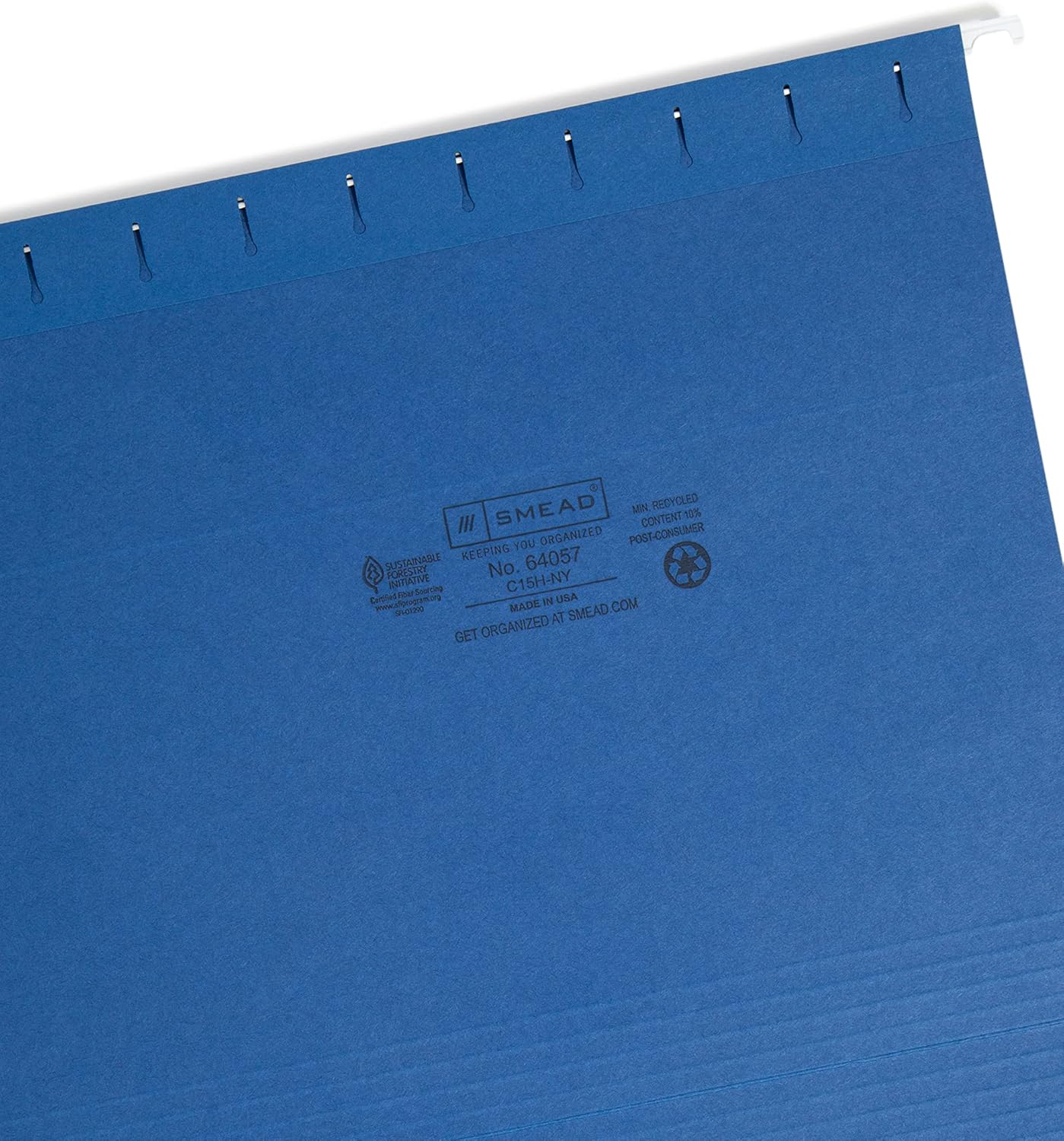 Smead Colored Hanging File Folder with Tab, 1/5-Cut Adjustable Tab, Letter Size, Navy Blue, 25 per Box (64057)