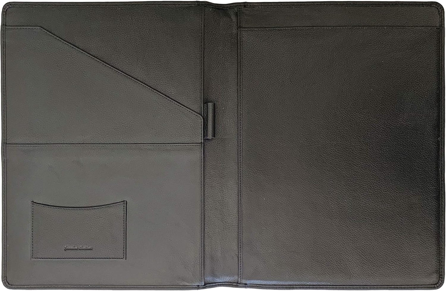 Personalized Premium Genuine Leather Portfolio Folder, Padfolio for Men and Women, with Business Card Holder, Pockets, Pen Loop, Document Organizer - Black