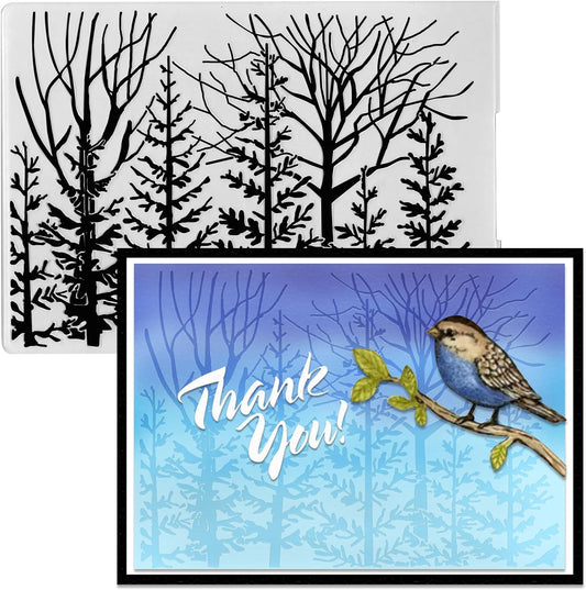 3D Textured Embossing Folders for Card Making, Forests Trees Plastic Embossing Folders Shrubs Plants Embossing Folder Craft Card Template for DIY Scrapbooking