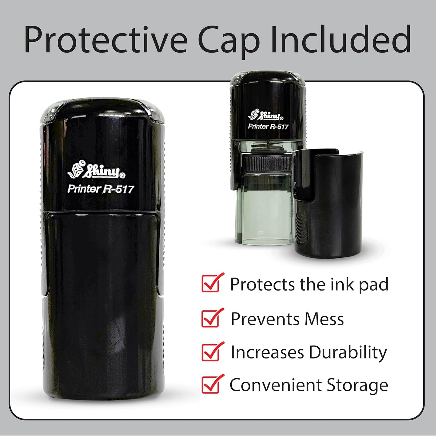 Shiny Pleasure Serving You Stamp, Round Self Inking Stamp for Office and Retail, Purple Ink