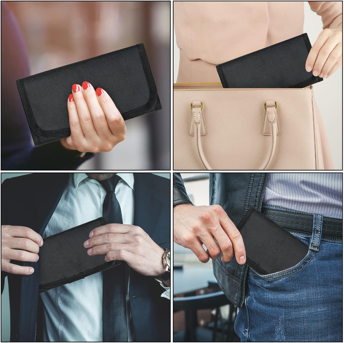 VOCHIC Money Wallet, Money Organizer for Cash with 6 Zippered Pocket Multipack Money Pouch, Cash Bill Organizer, Money Bag Small Travel Money Holder for Budgeting, Receipt and Tips (Black)