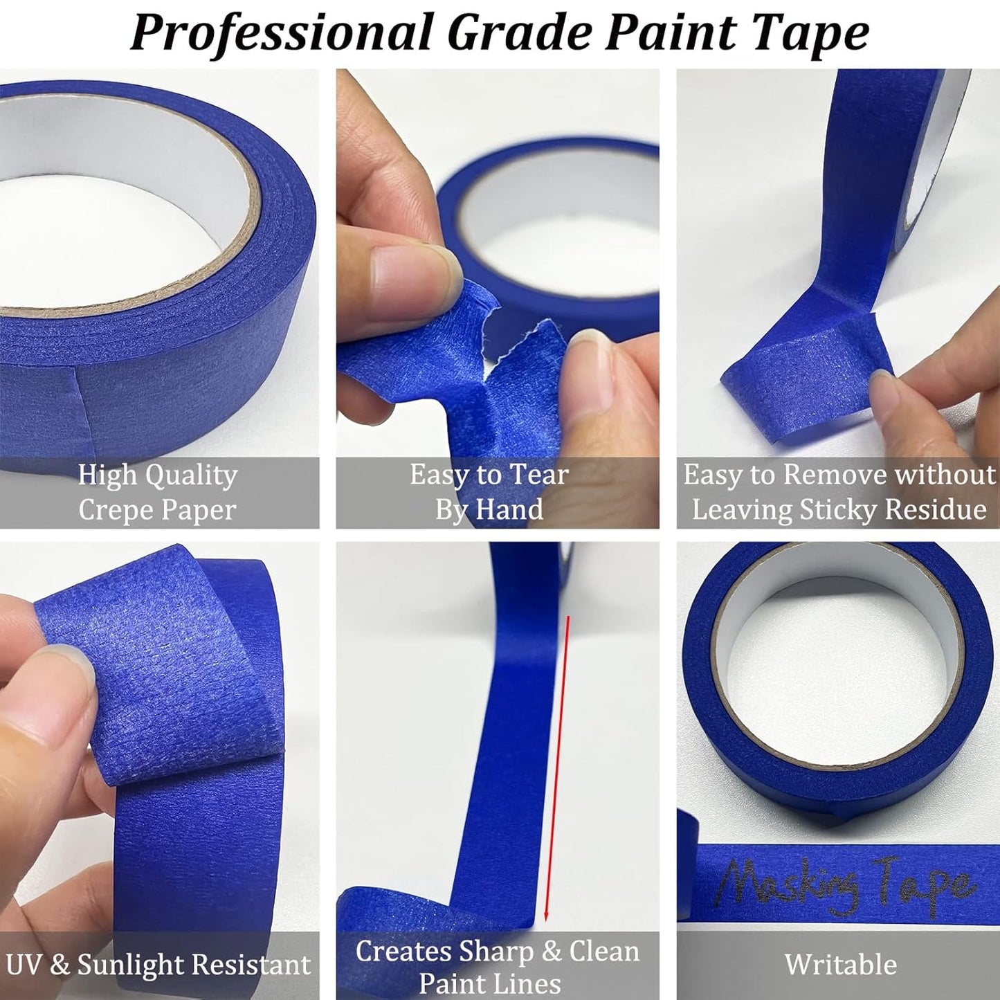 Painters Tape 2 Inch Wide, Masking Tape, Blue Tape, Professional Paint Paper Tape for Multi-Purpose, Artist Painting Tapes, DIY Crafts Arts, Protects Surfaces, Removes Easily, 5 Rolls, 1.88IN x 60.1YD