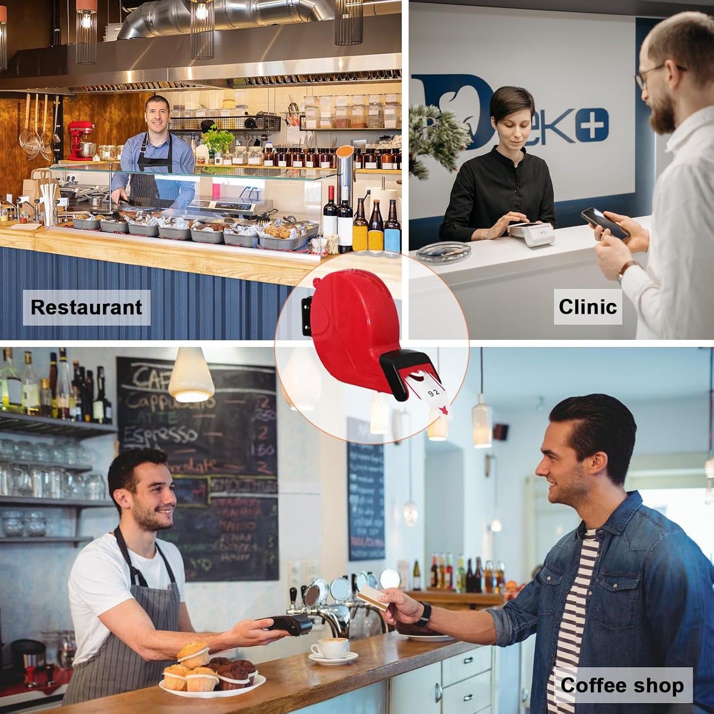 Ticket Dispenser Take a Number Ticket Number Dispenser with 1 Roll 2 Digit Ticket Roll 20 Groups Number from 00-99 (2 Digit, red)